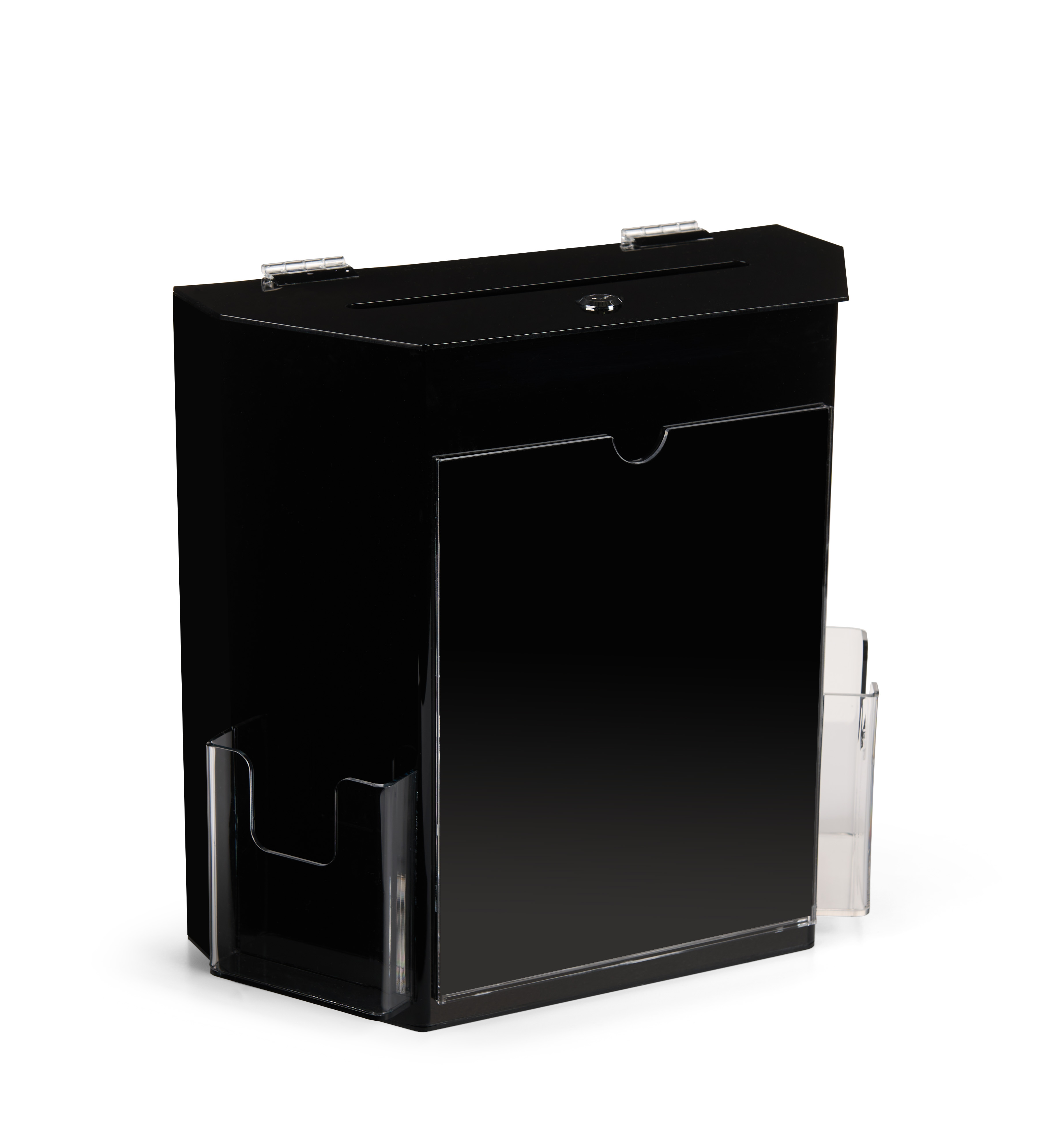 Black Suggestion Box with 2 Pockets | Locking | Displays2Go