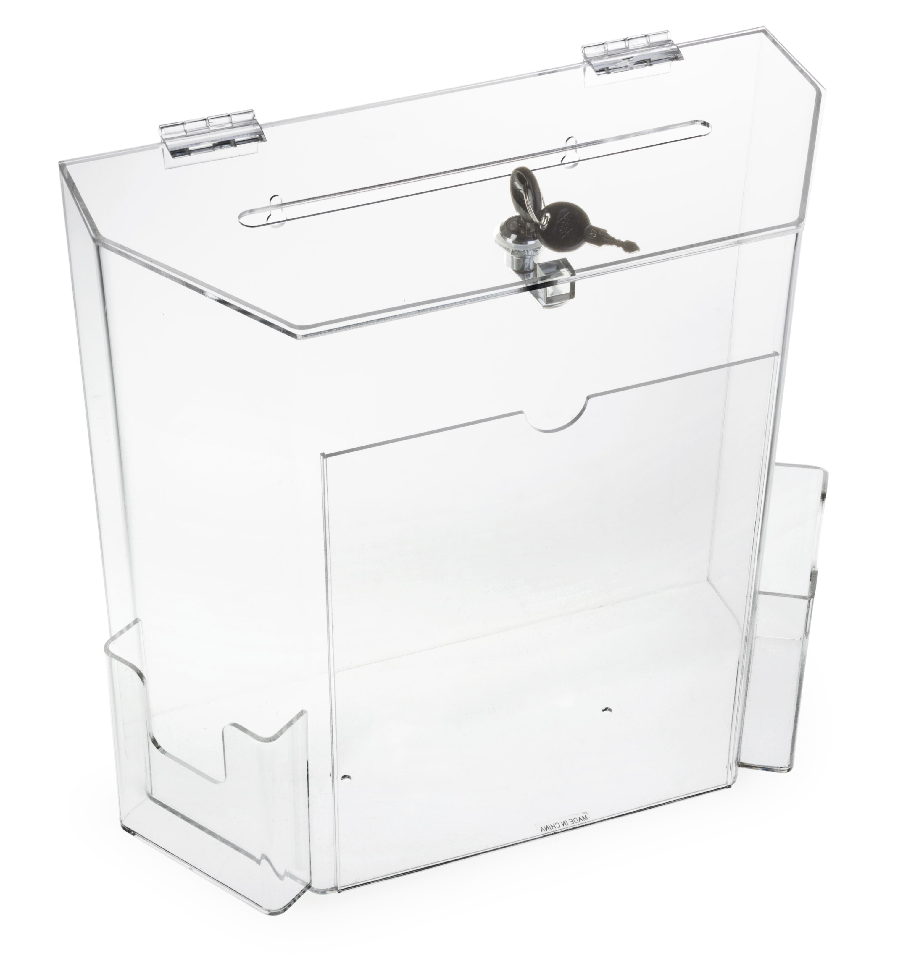 Recycled Acrylic Ballot Box w/ 8.5” x 11” Frame, Lockable, Wall or Tabletop  – Clear