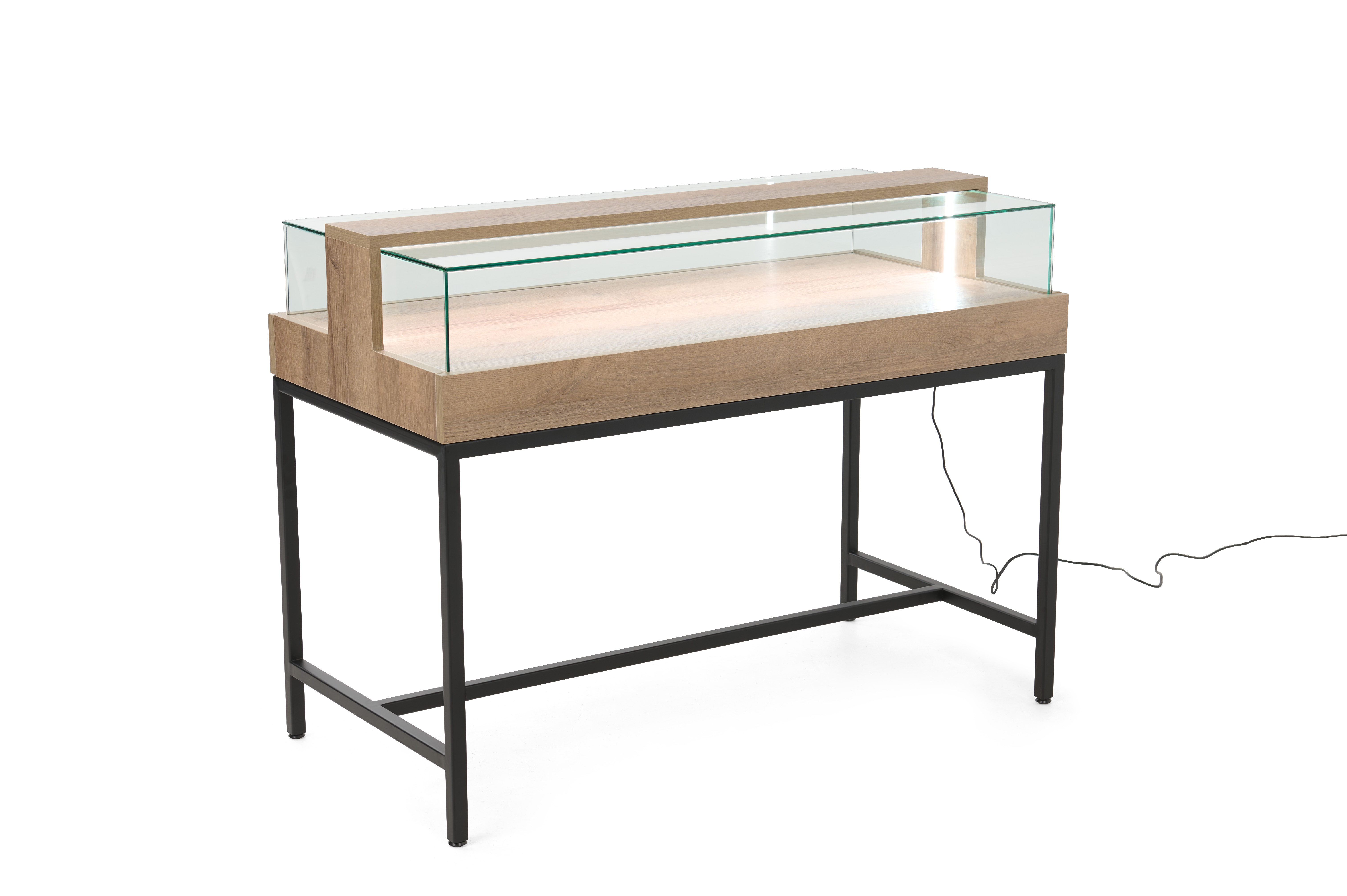 Dispensary Display Case w/ LED Lighting, Tempered Glass, Locking Drawer - Image 2