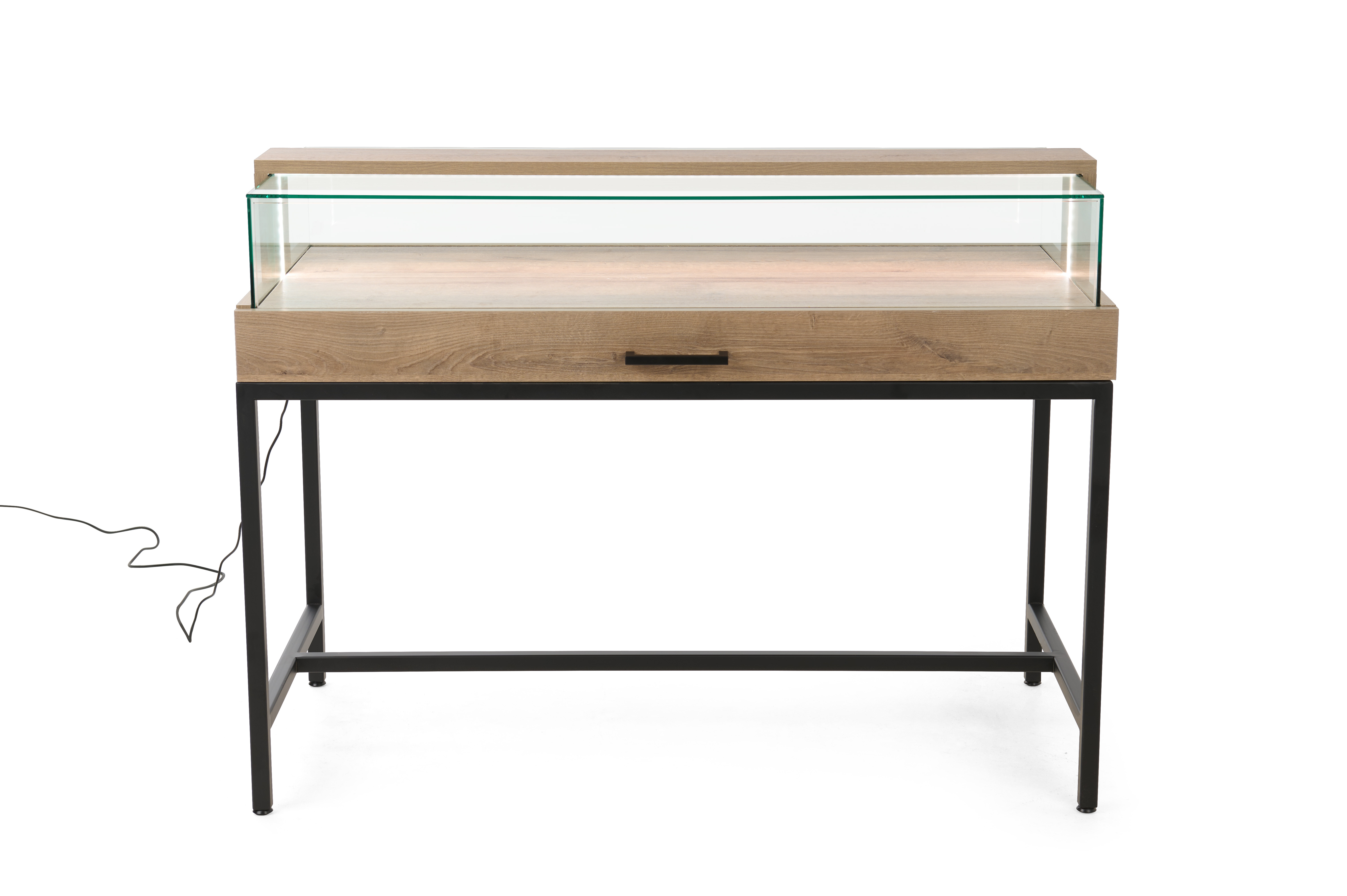 Dispensary Display Case w/ LED Lighting, Tempered Glass, Locking Drawer - Image 5