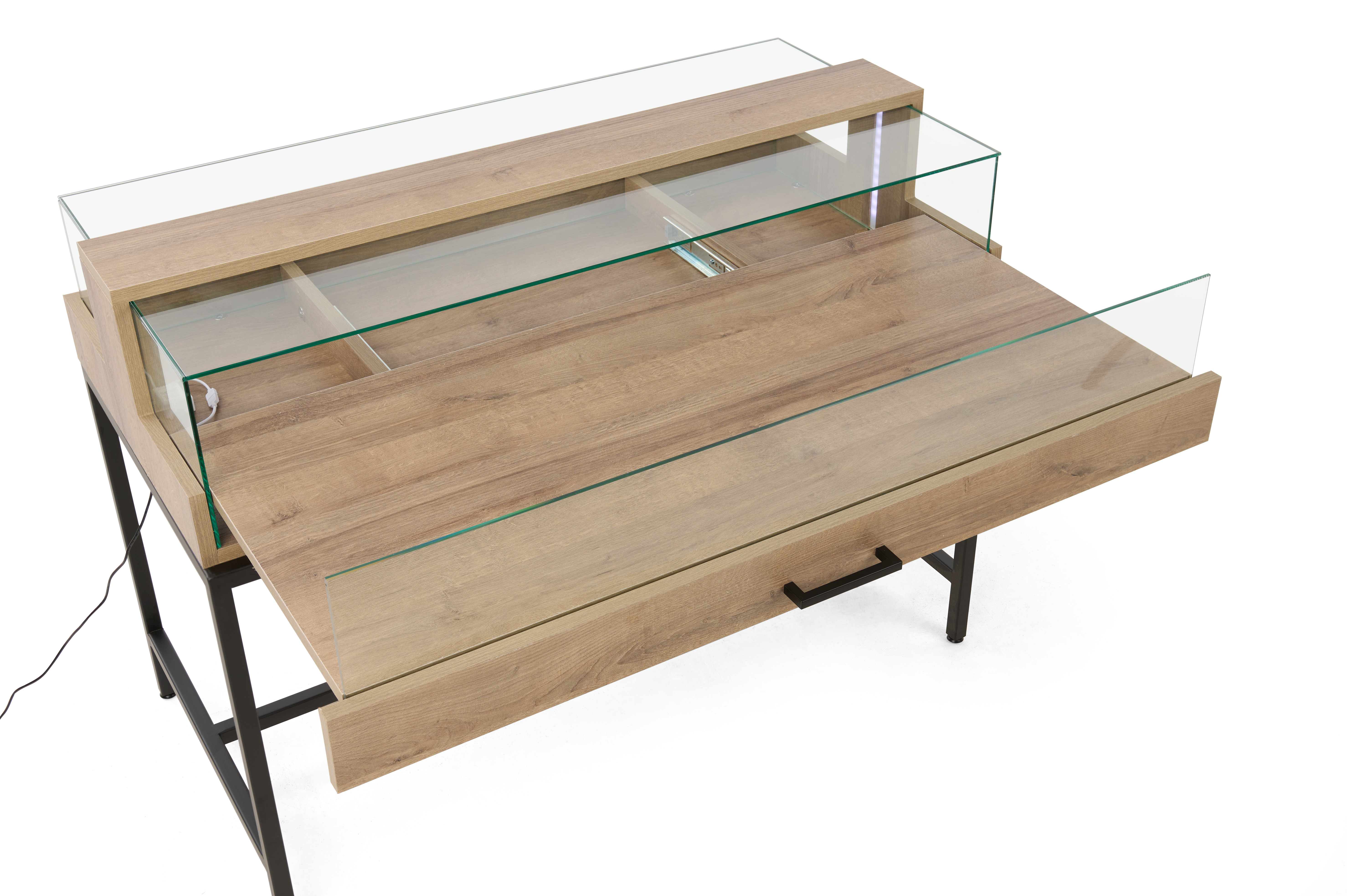 Dispensary Display Case w/ LED Lighting, Tempered Glass, Locking Drawer - Image 6