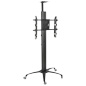 Floor Standing TV Stand With Power Strip & 4 Casters for Offices