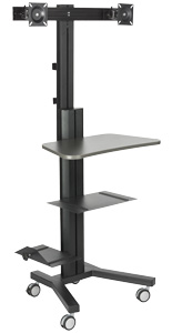 Multi-Monitor Standing Computer Cart, 3 Shelves