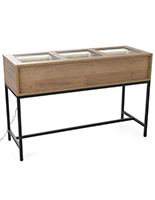 Glass top retail console table with modern design