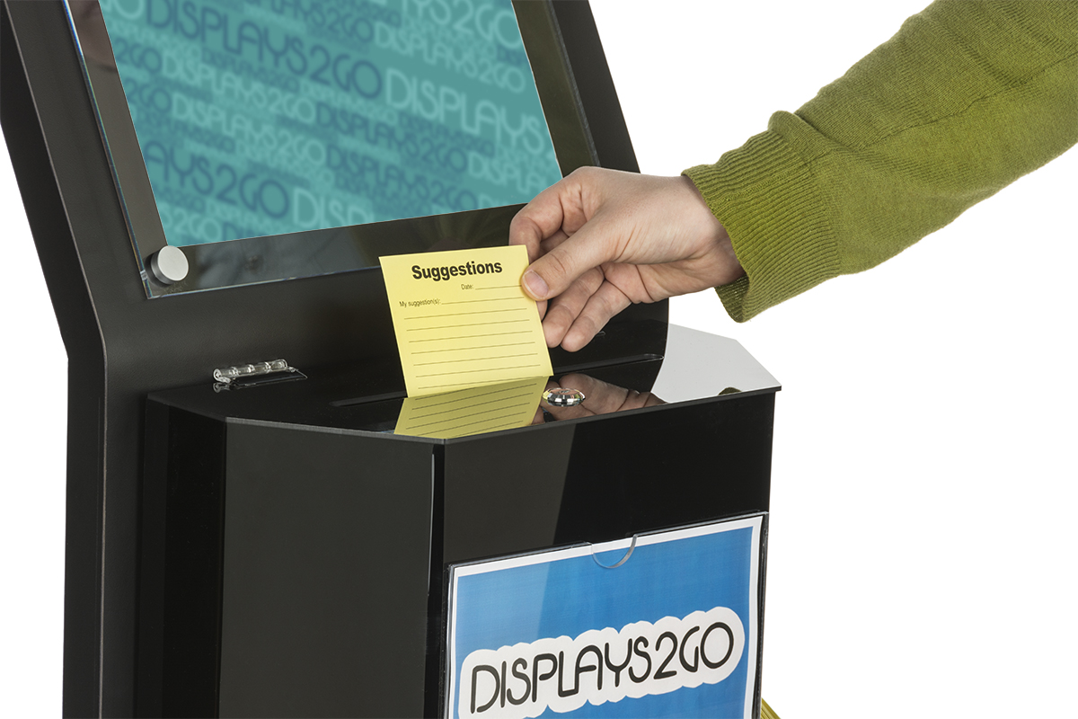 Acrylic Ballot Box with 11 x 14 Sign Holder, 2 Side Pockets, Floor Standing - Black - Image 4