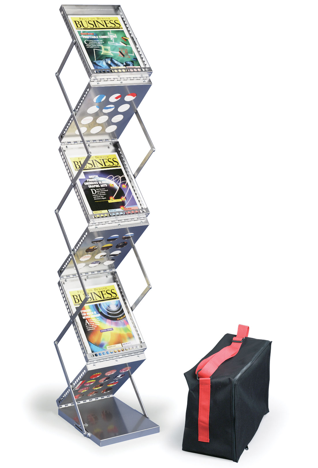 Magazine Rack Open Six Pocket Magazine Rack | Pop Up With Silver Finish | Displays2Go