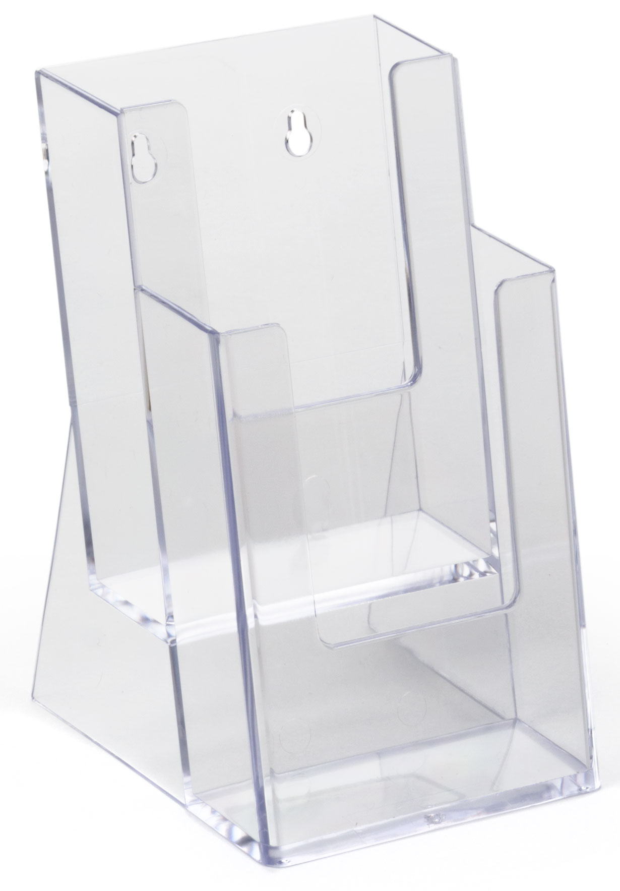 Tiered Acrylic Brochure Holder, 4"w, Wall or Tabletop - Clear - Image 2