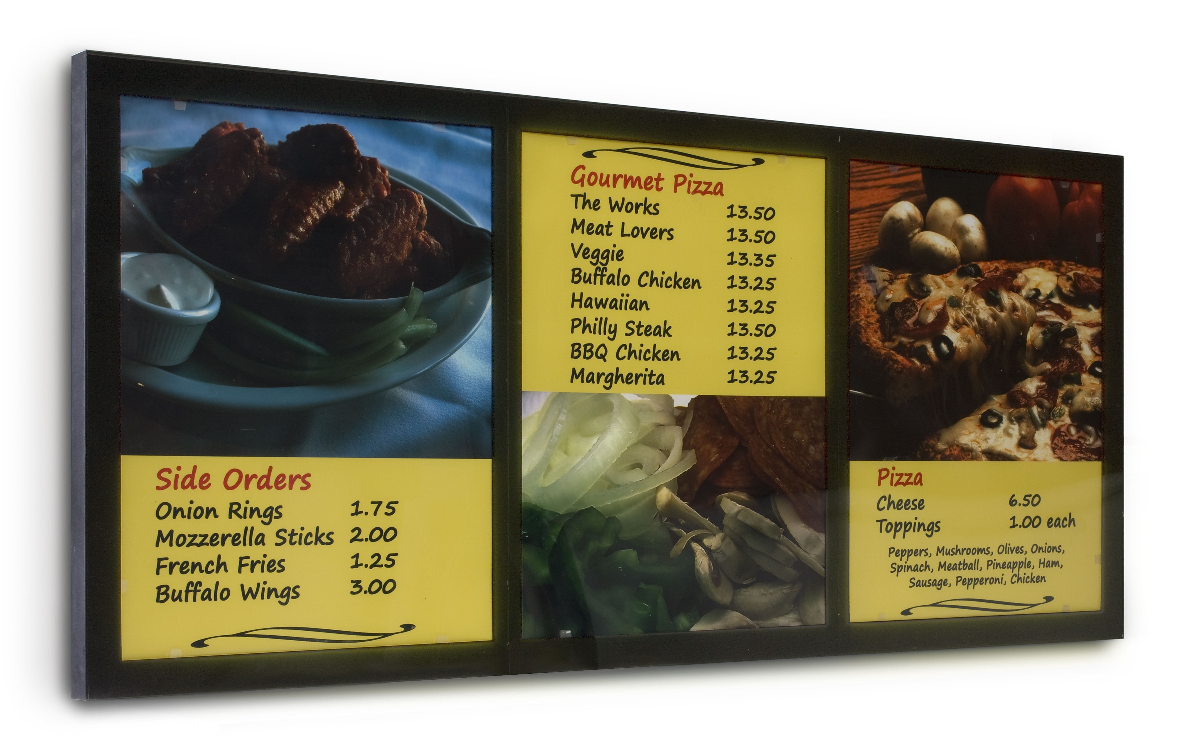 Lighted Menu Board | (3) Poster Panels with Magnetic Surface | Displays2Go