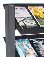 Magazine display with angled shelving