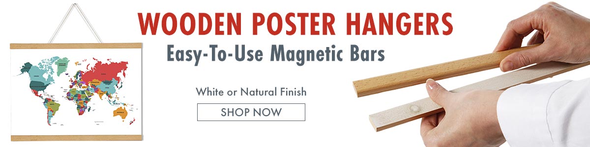 Wood magnetic poster hangers