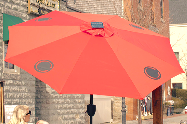 Cafe Umbrellas with LED Lights and Bluetooth Speakers