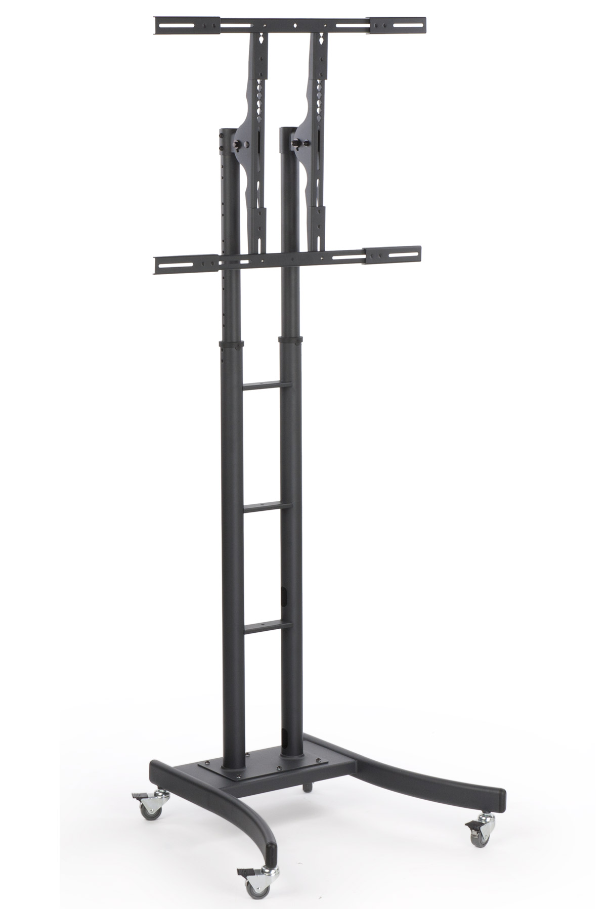 TV Stand with AV Shelf, Fits Monitors 32 to 65", Locking Wheels – Black - Image 2