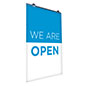 We are open hanging banner sign
