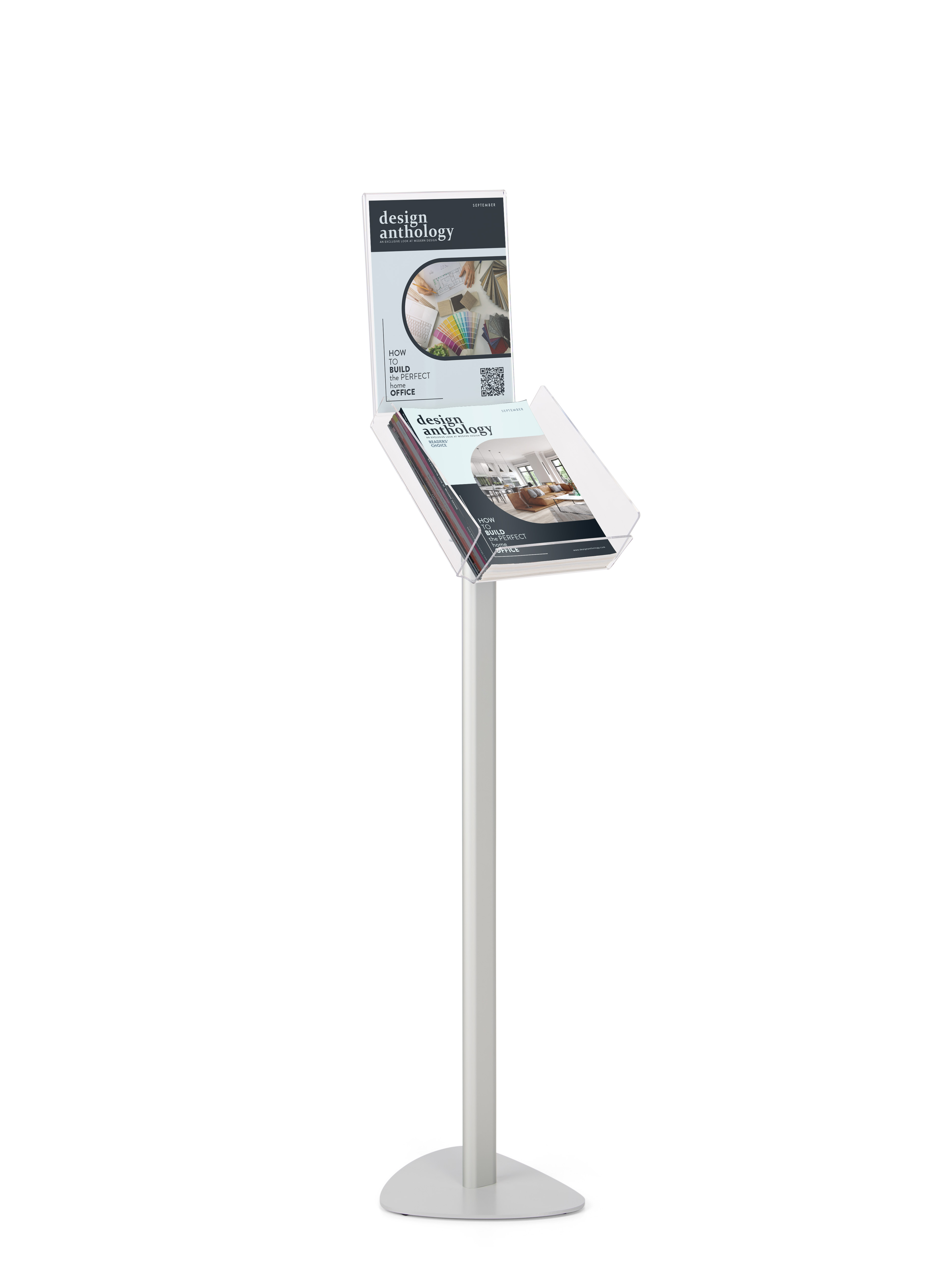 Lobby Magazine and Sign Stand | Clear Acrylic Pocket & Header | Displays2Go