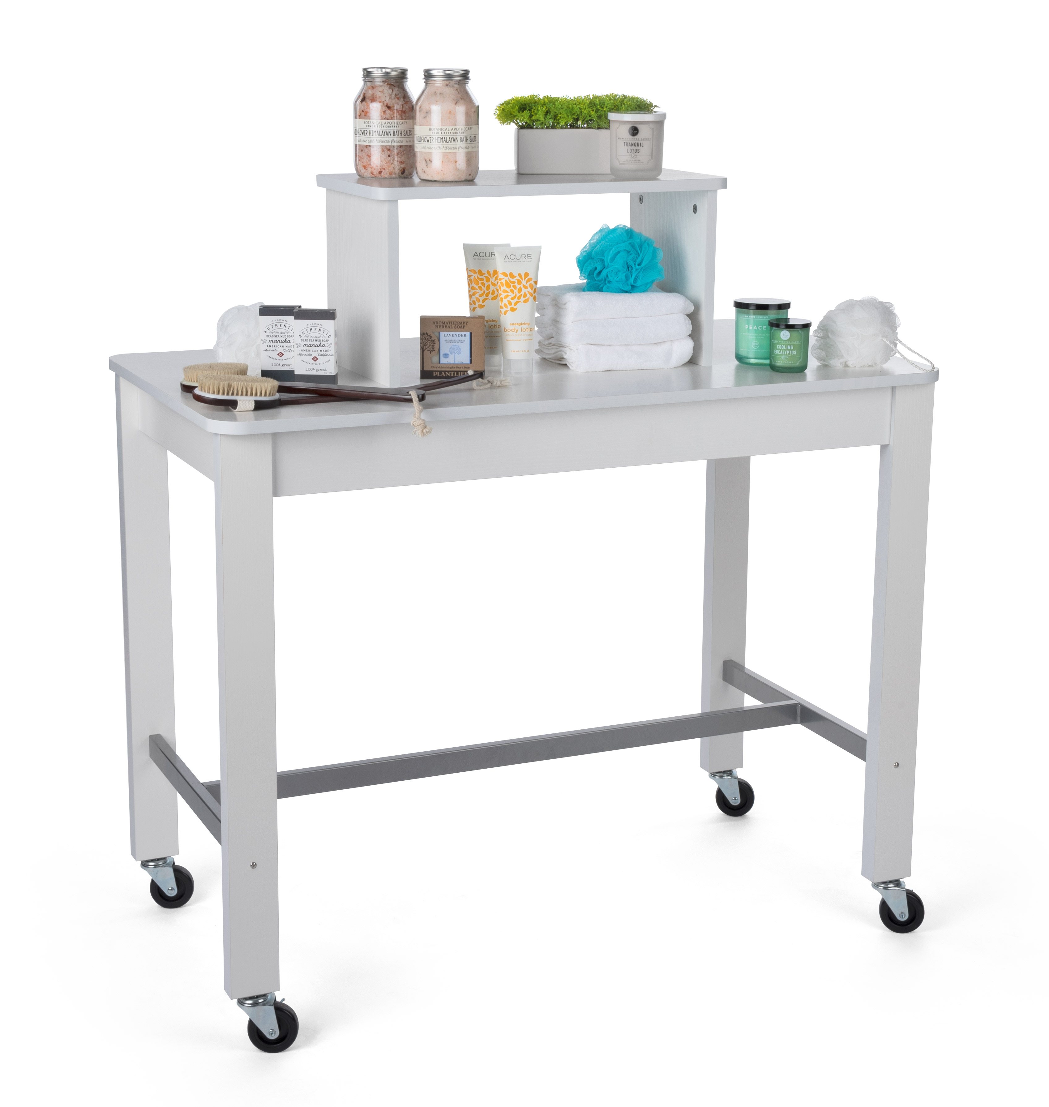 2-Tier White Nesting Display Table | Raised Topper | Displays2Go