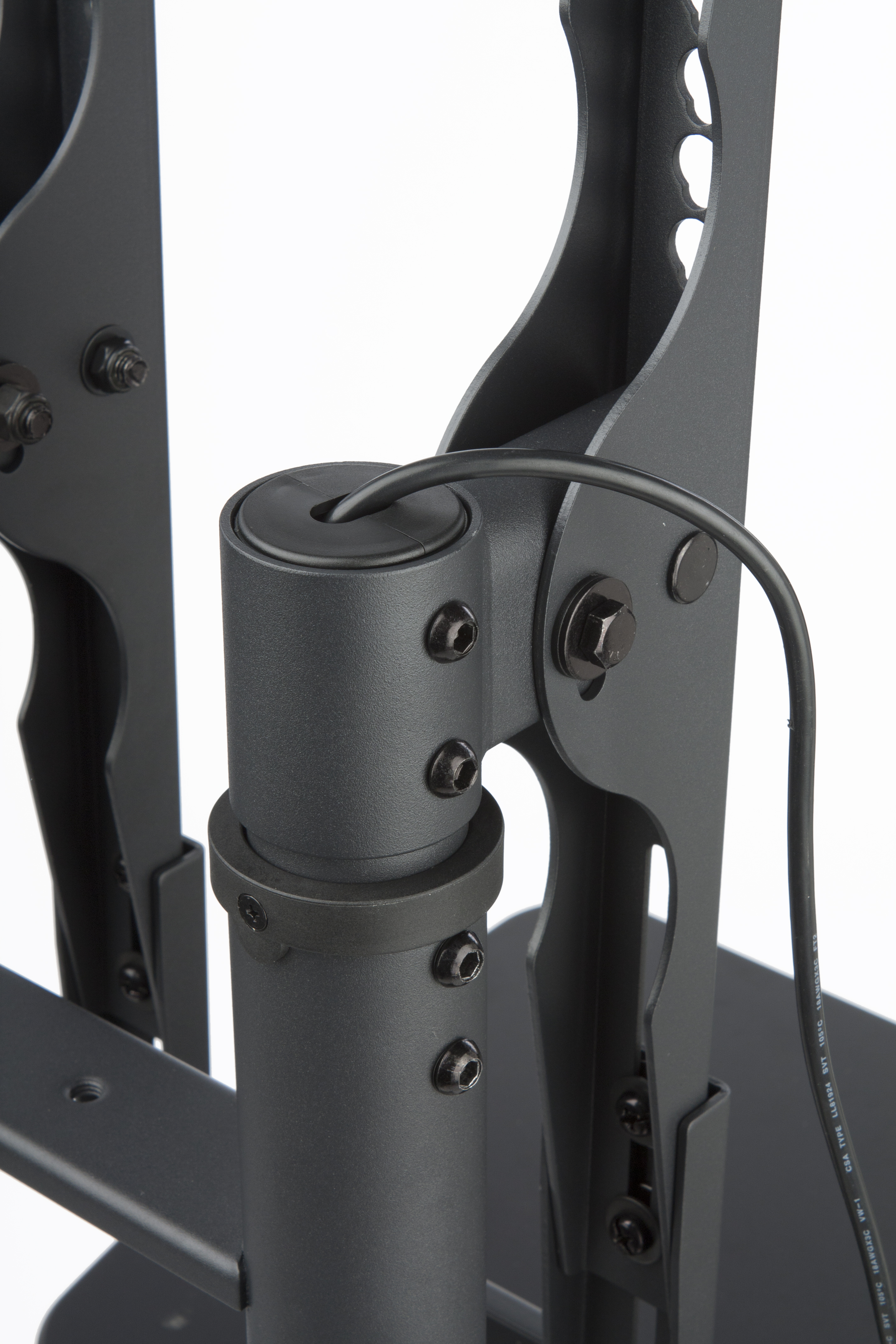 Dual TV Stand w/ 2 Mounts, Fits Monitors 32-65", Adjustable Bracket, Wheels - Black - Image 5