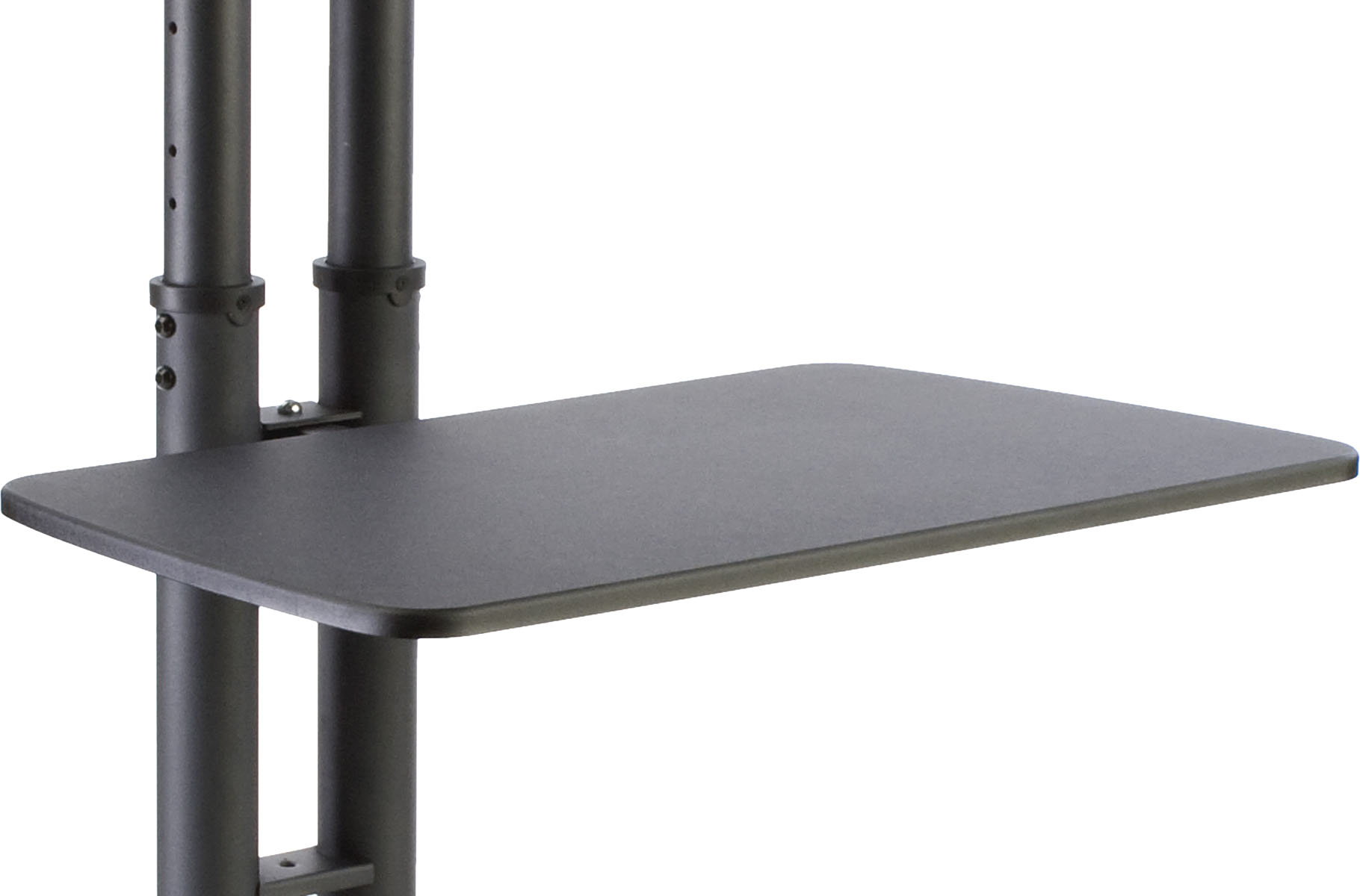 TV Stand with 28” AV Shelf & Camera Tray, Fits Monitors 37” to 70”, Tilting - Black - Image 3
