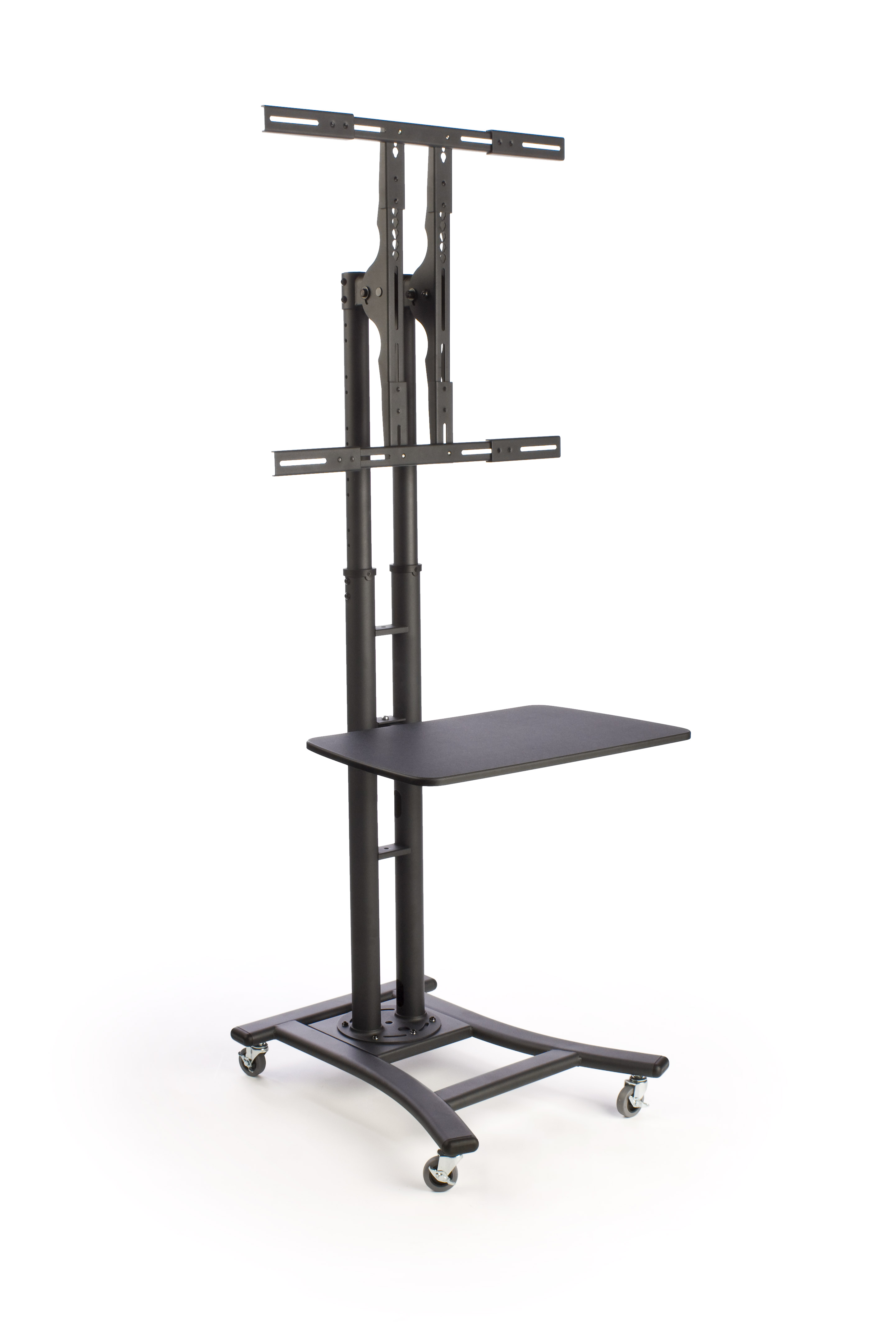 TV Stand w/ Shelf, Fits Monitors 32" to 70", Height-Adjustable – Black - Image 2