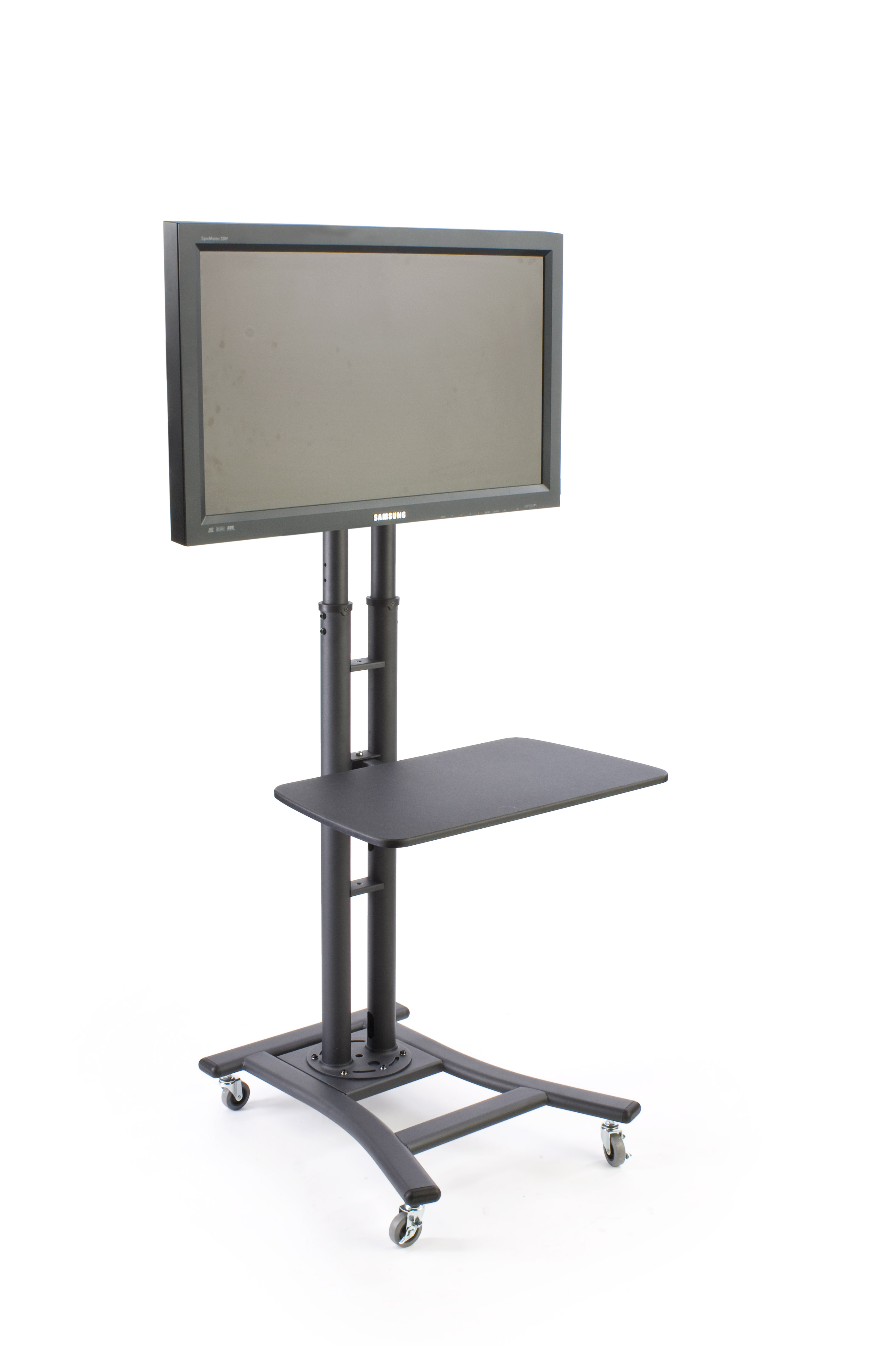 TV Stand w/ Shelf, Fits Monitors 32" to 70", Height-Adjustable – Black - Image 3