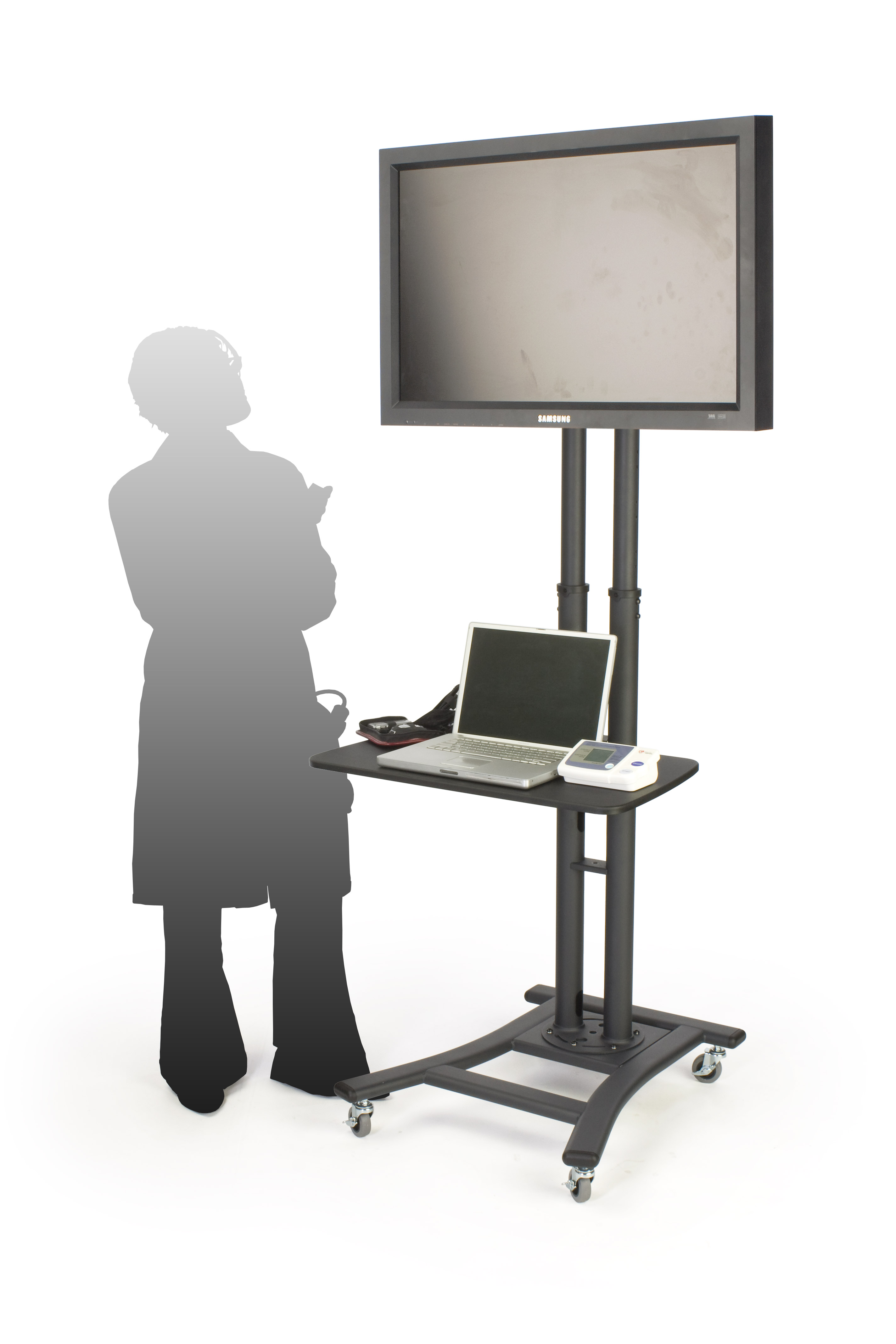 TV Stand w/ Shelf, Fits Monitors 32" to 70", Height-Adjustable – Black - Image 4