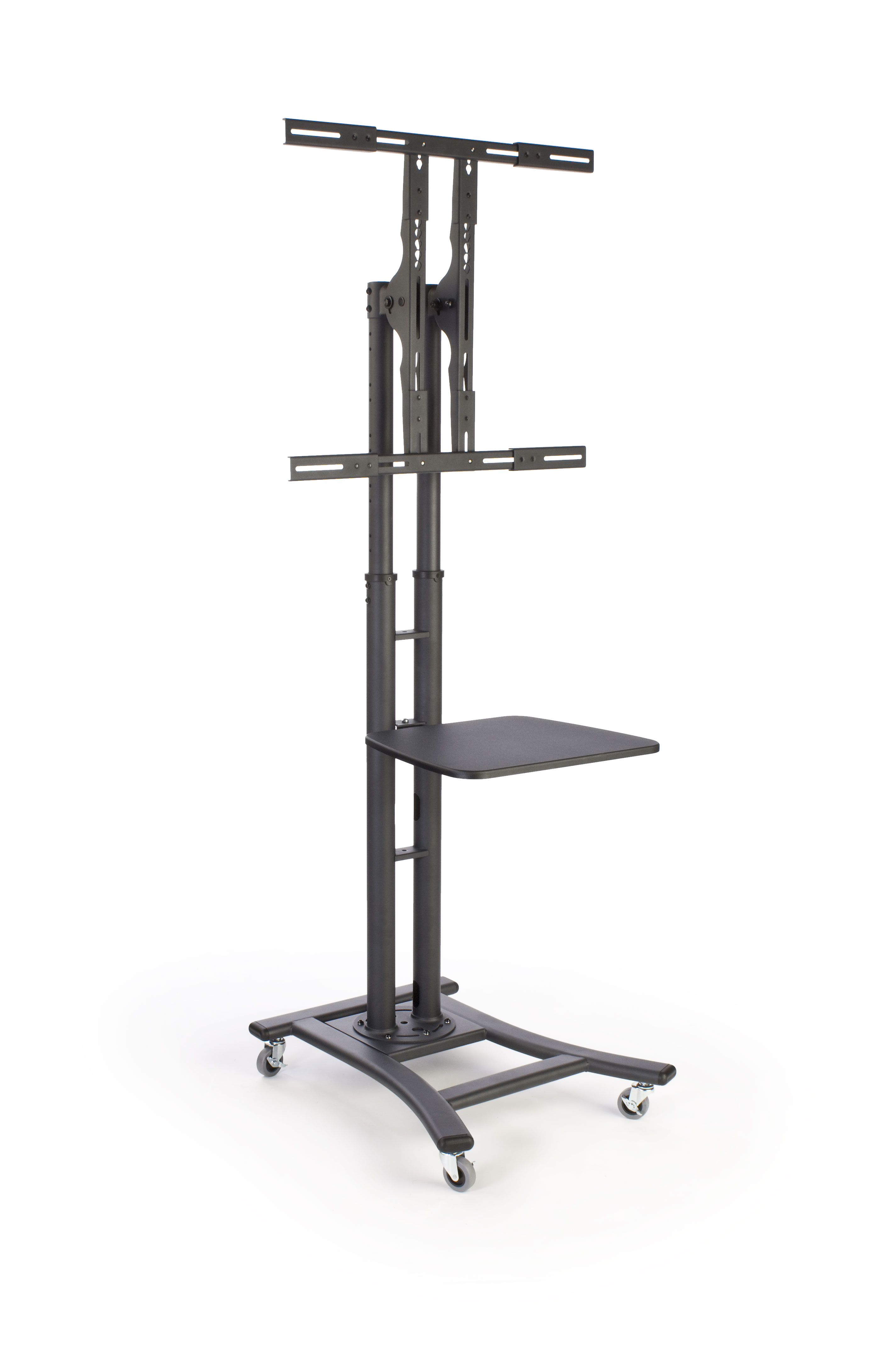 TV Stand w/ Shelf, Fits Monitors 32" to 70", Height-Adjustable – Black - Image 2