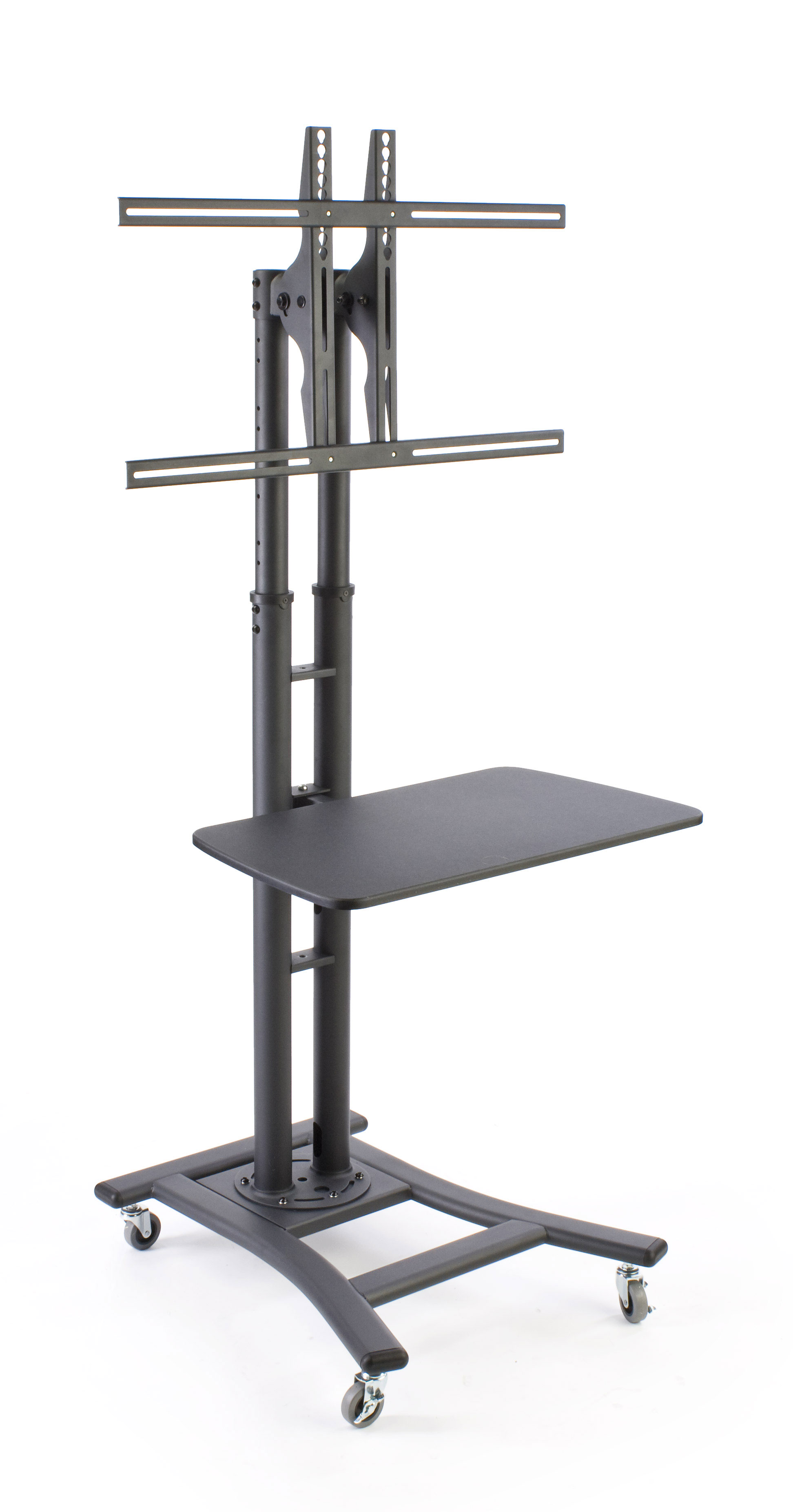 TV Stand with Shelf, Fits Monitors 37” to 65”, Wheels – Black - Image 2