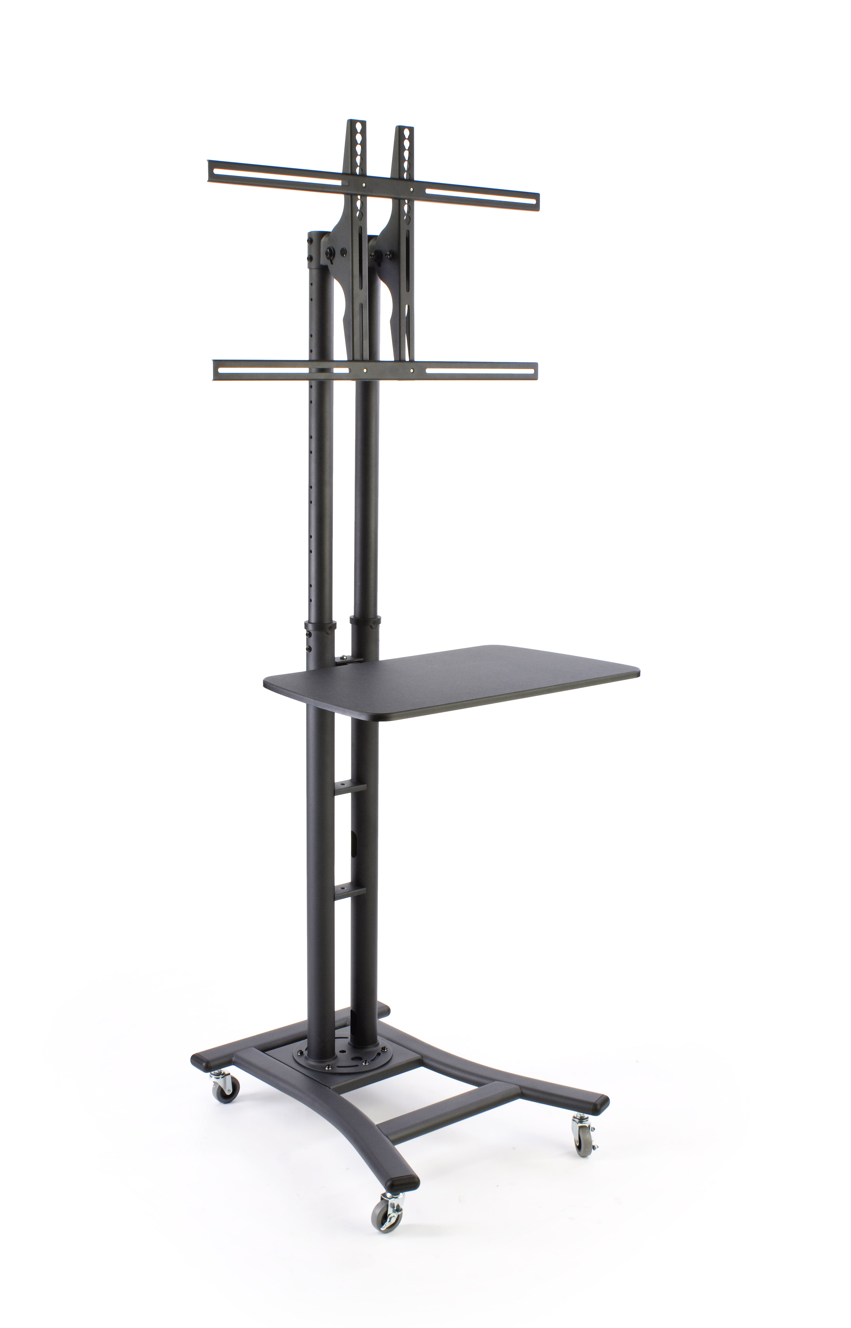 TV Stand with Shelf, Fits Monitors 37” to 65”, Wheels – Black - Image 3