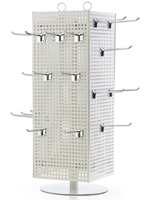 Counter Pegboard Display with Chrome Hooks and Sign Holder