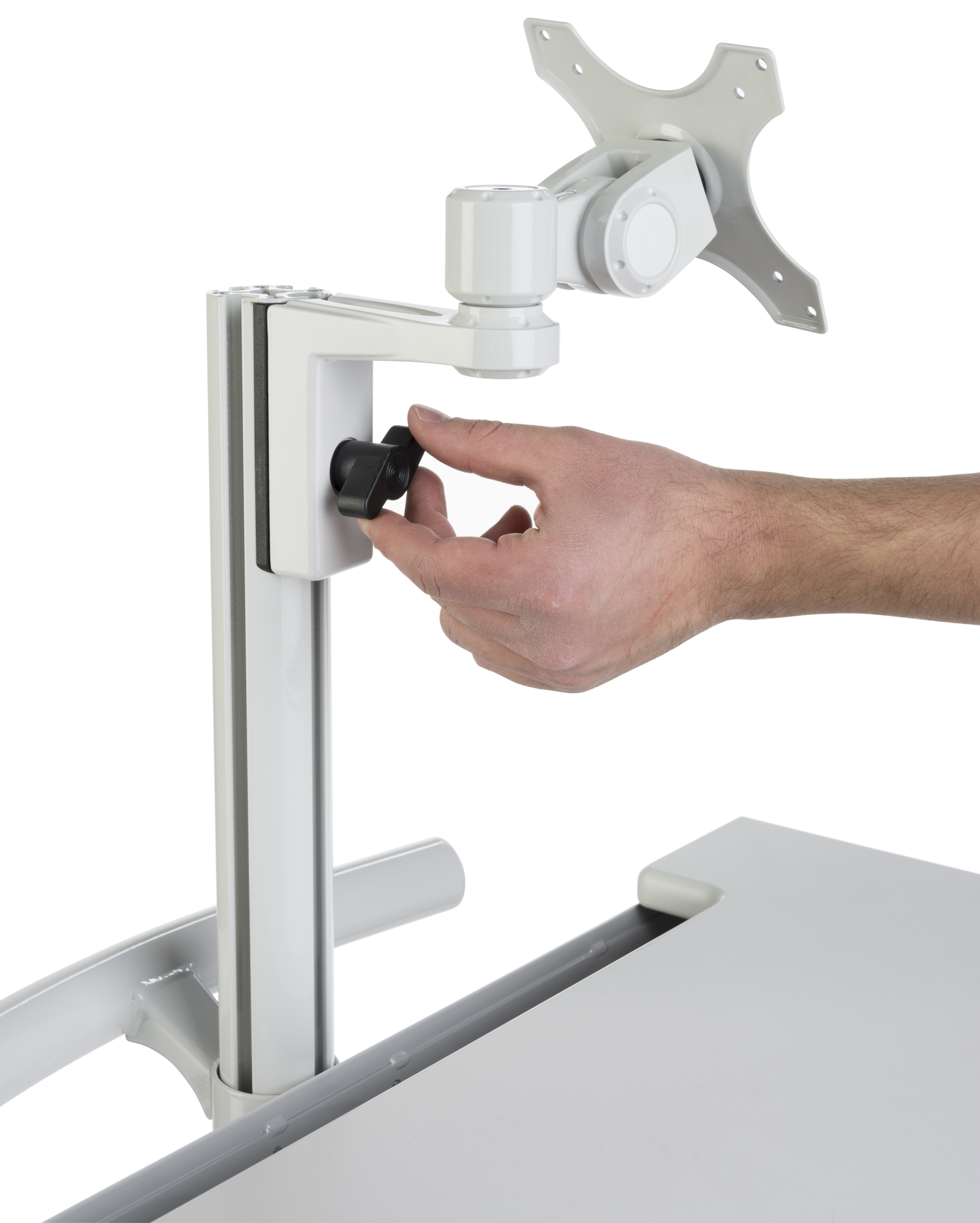 Computer Cart for (1) 15”-27” Screens, Height Adjustable, Drawers & CPU Holder – Gray - Image 4