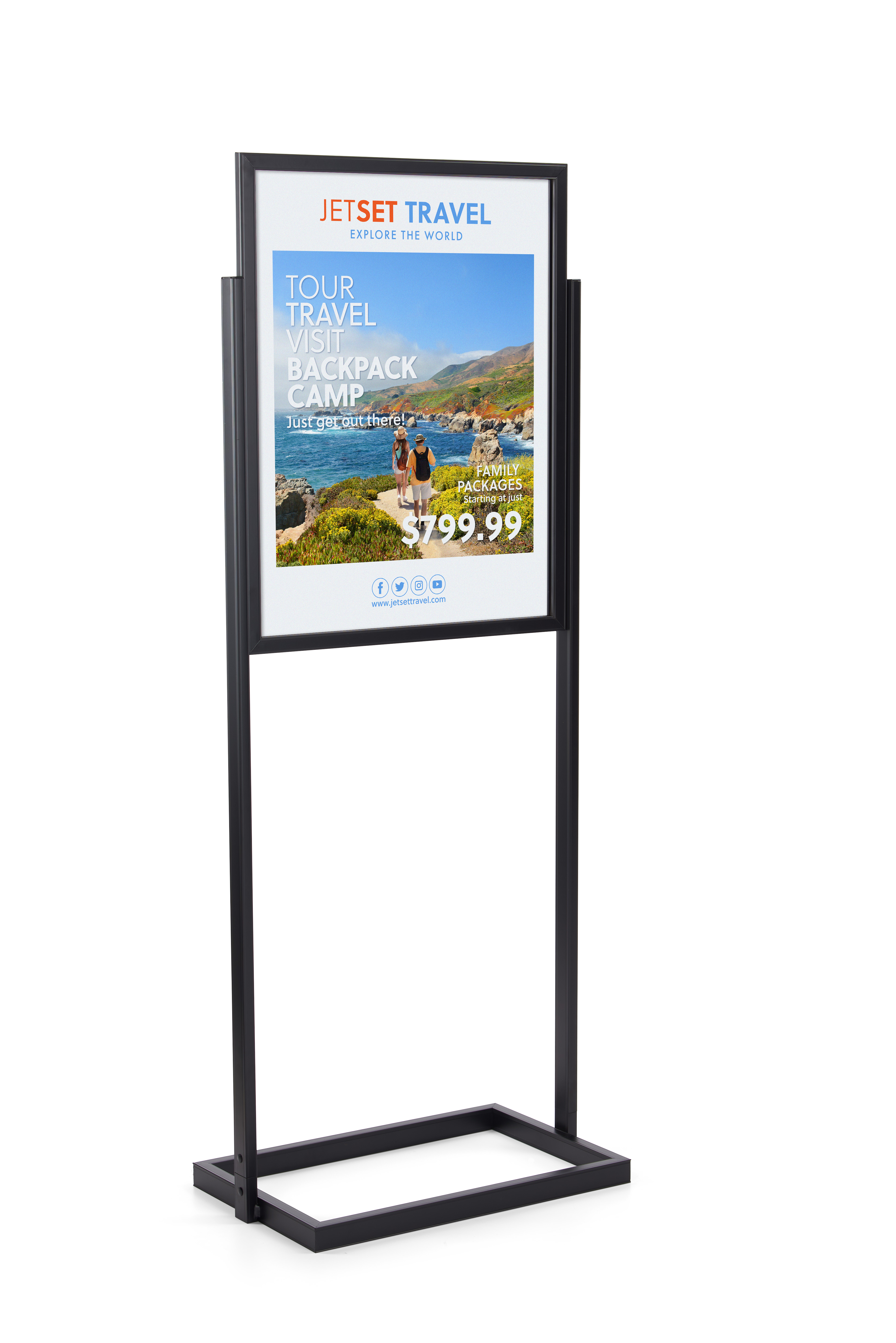 24w x 36h Oval Poster Display Stand - Black Double Sided