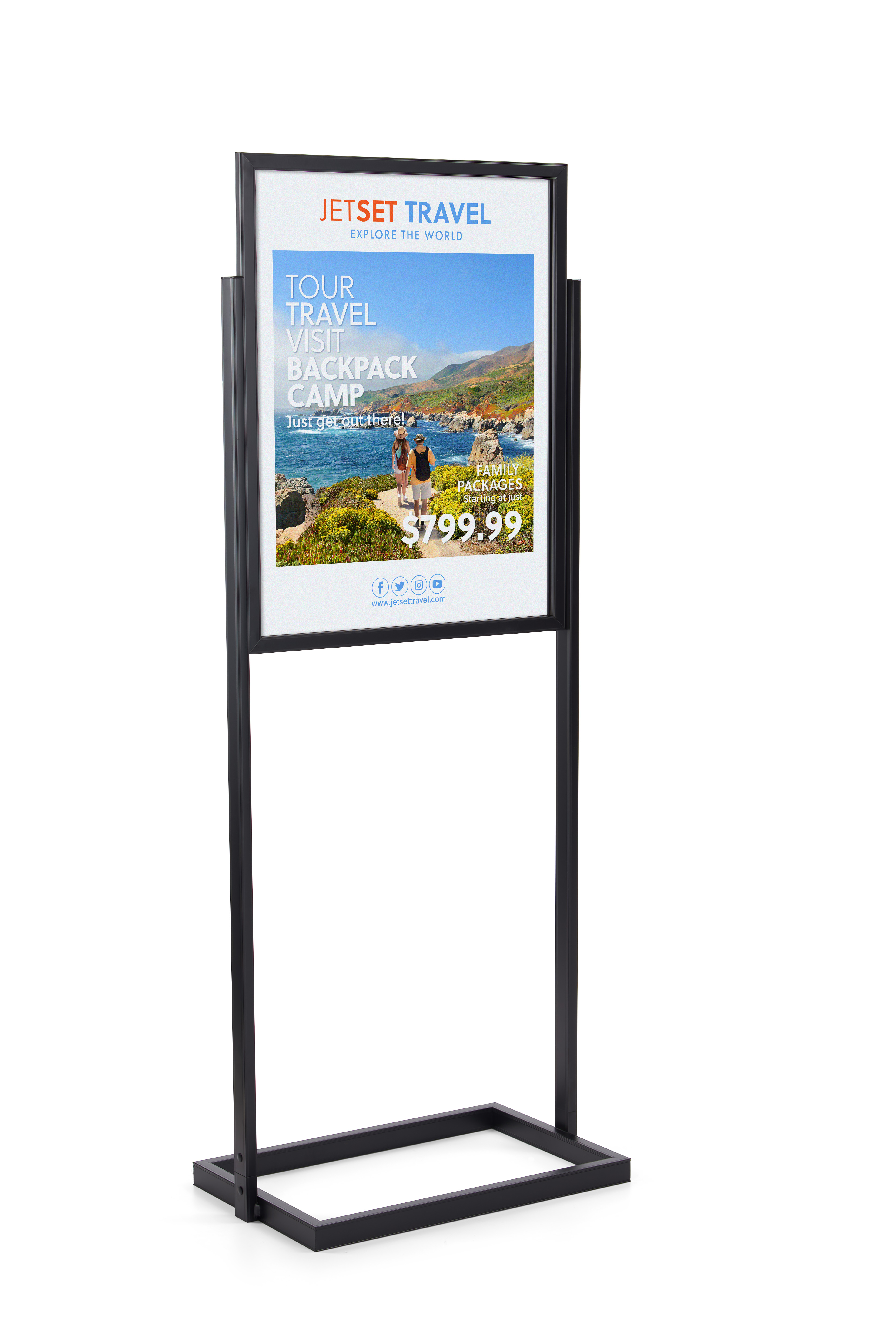 22 x 28 Poster Stand  2-Sided Black Frame w/ Top Slot Loading