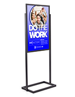 Poster display stand with double sided design