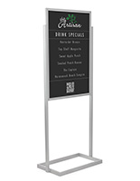 Silver 24" x 36" metal poster stand with double sided design