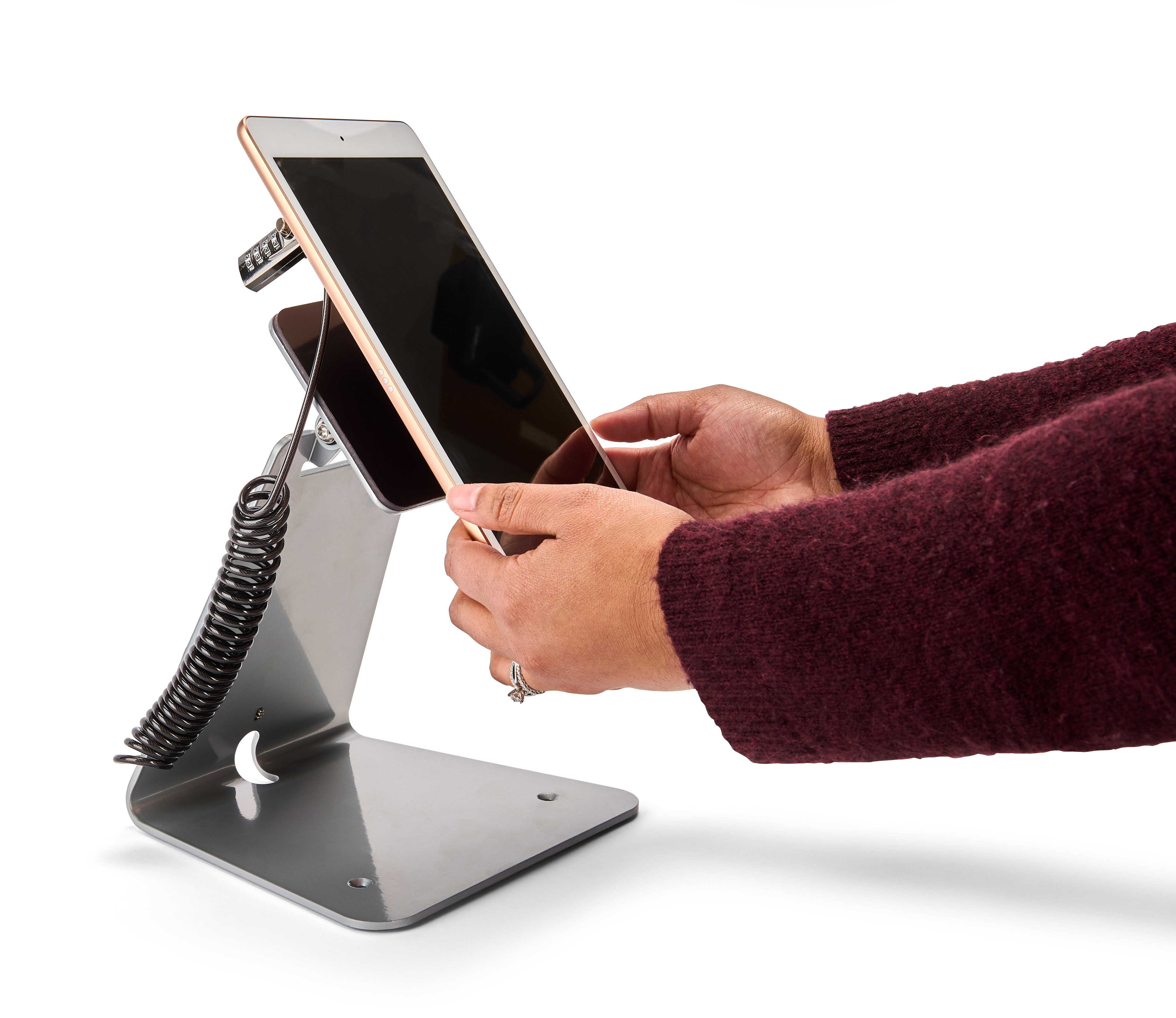 Magnetic Tablet Counter Stand w/Cable Lock, Universal Compatibility – Black or Silver - Image 8