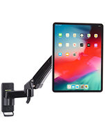 Articulating arm tablet mount with built-in lever 