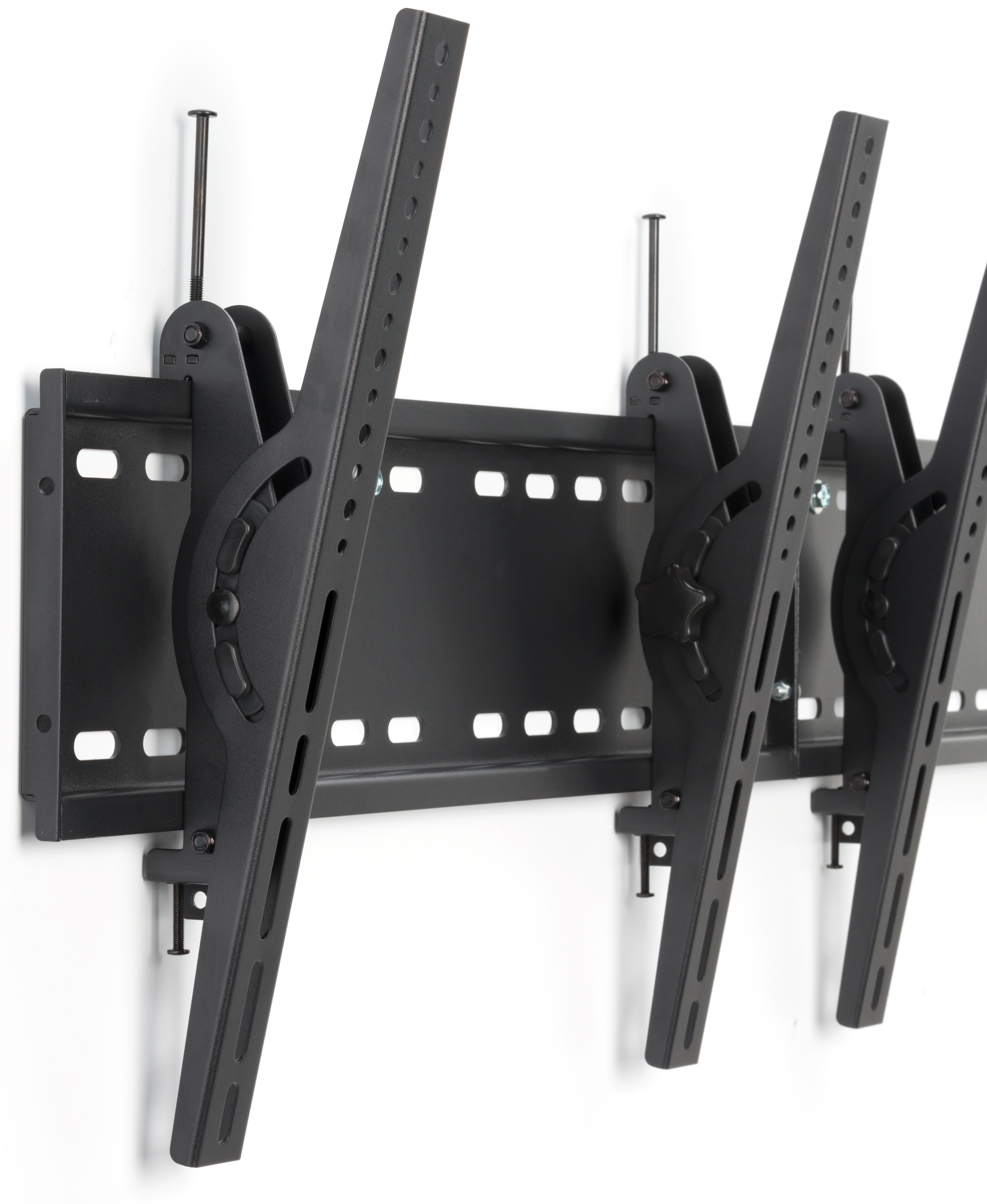 Video Wall Mount for (2) 30" - 60" TV Screens, Tilting Bracket - Black - Image 4