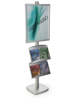 22x28 Metal Poster Stand with 2 Literature Shelves for Retail Outlets