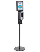 Black Floor Standing Purell Dispenser with 8.5” x 11” Sign Holder