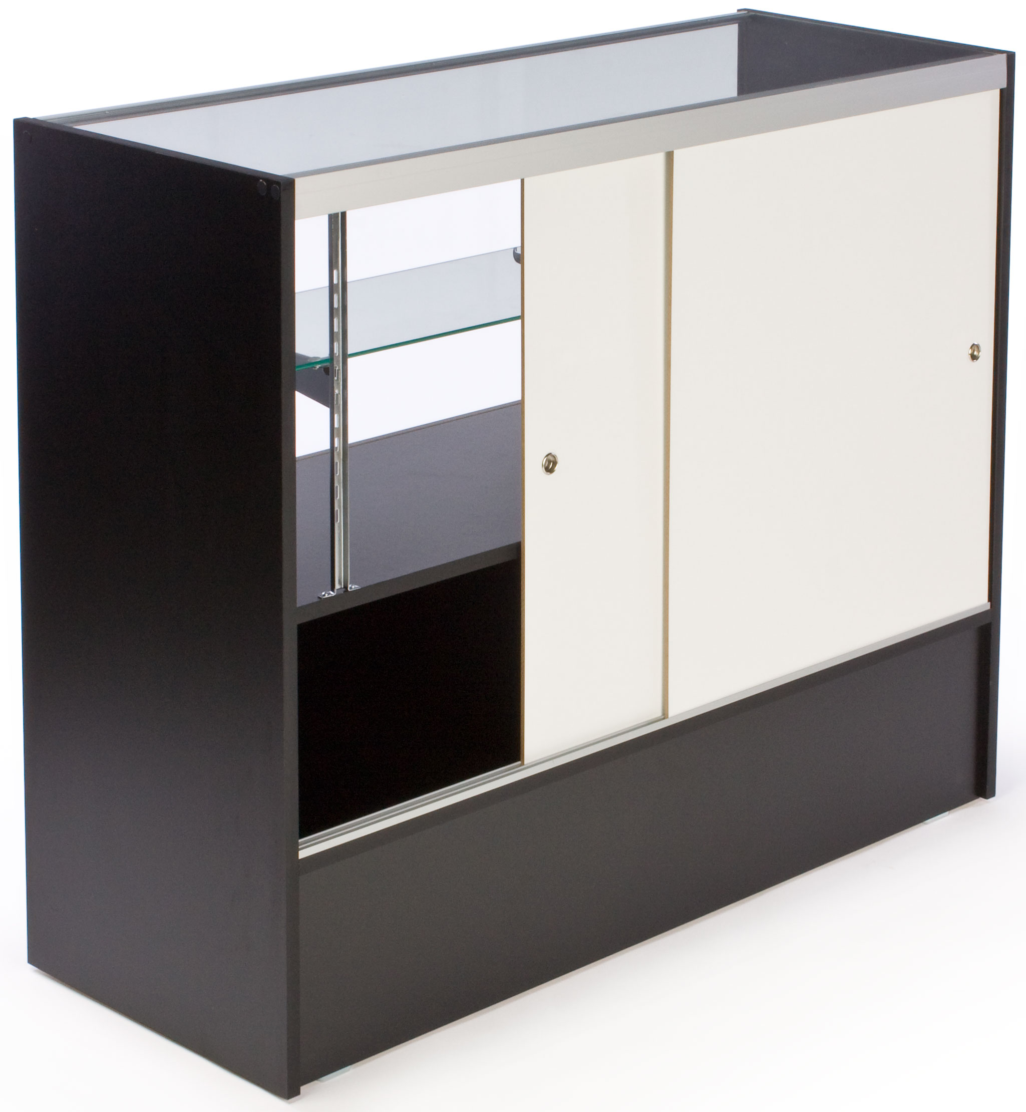 Retail Counter w/ Black Cabinet Base, Sliding Doors & Adjustable Shelf - Image 2