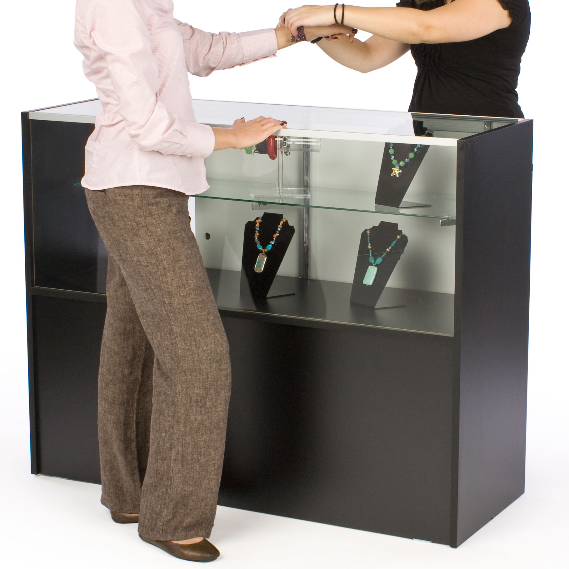 Retail Counter w/ Black Cabinet Base, Sliding Doors & Adjustable Shelf - Image 6