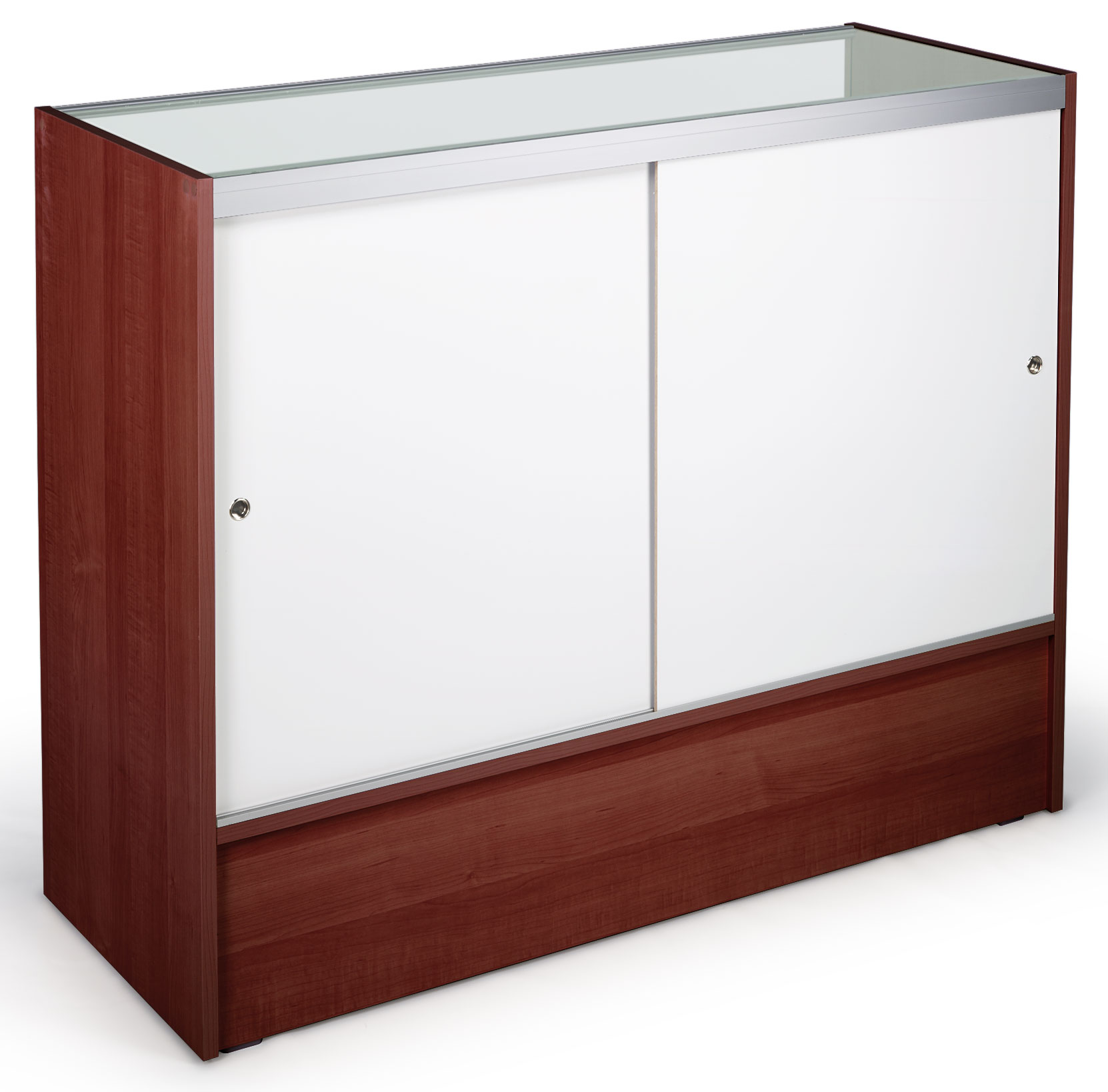 Half Showcase Counter Showcase | Half Vision Display with Cherry Finish | Displays2Go
