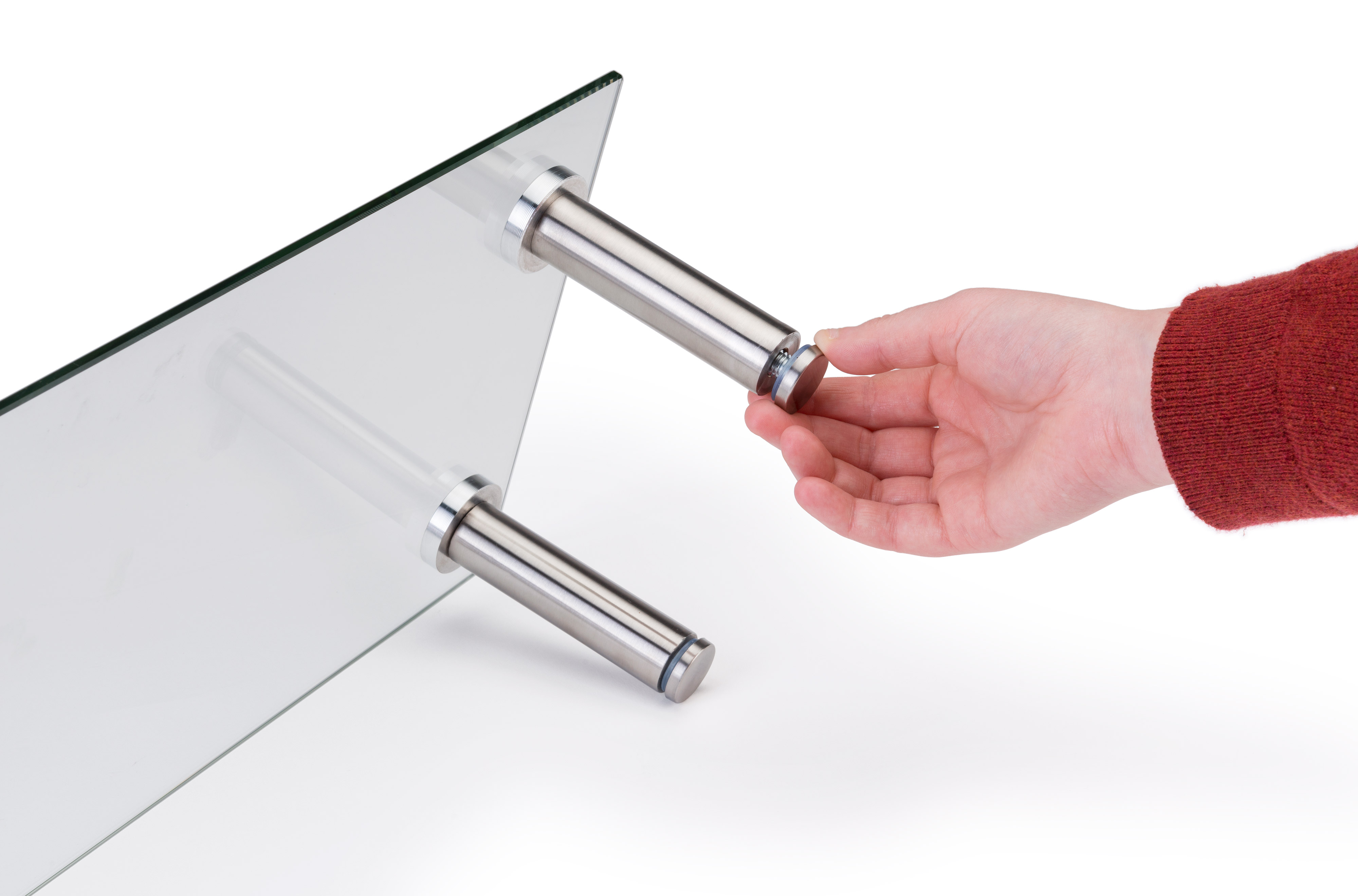 Tempered Glass Monitor Riser, (4) Silver Standoffs - Clear - Image 3