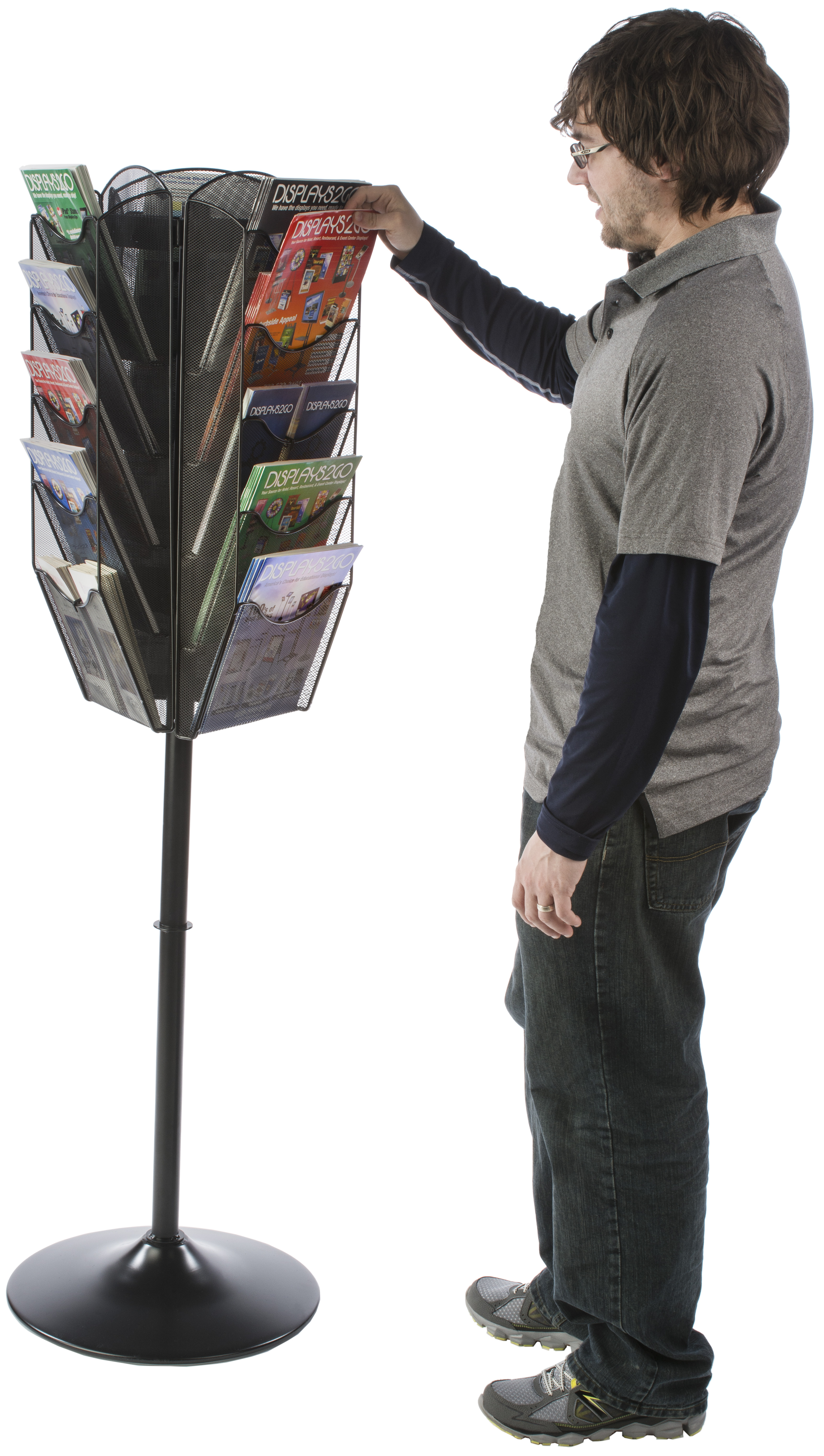 Virtual Magazine Racks Spinning Mesh Magazine Rack | Three Sided | Displays2Go