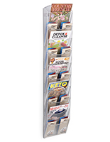 Mesh wall magazine rack with 10 silver pockets