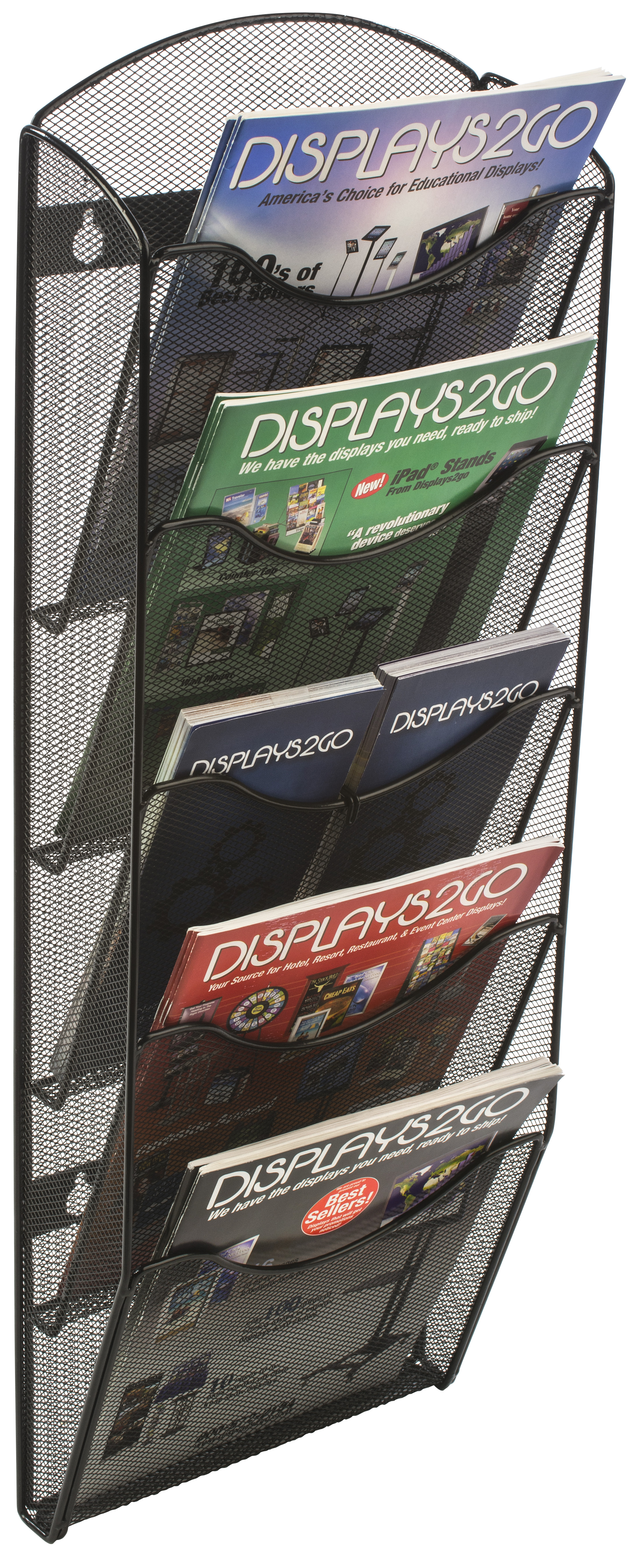 Mesh Wall Magazine Rack | Single & Multi-Tiered Pockets | Displays2Go