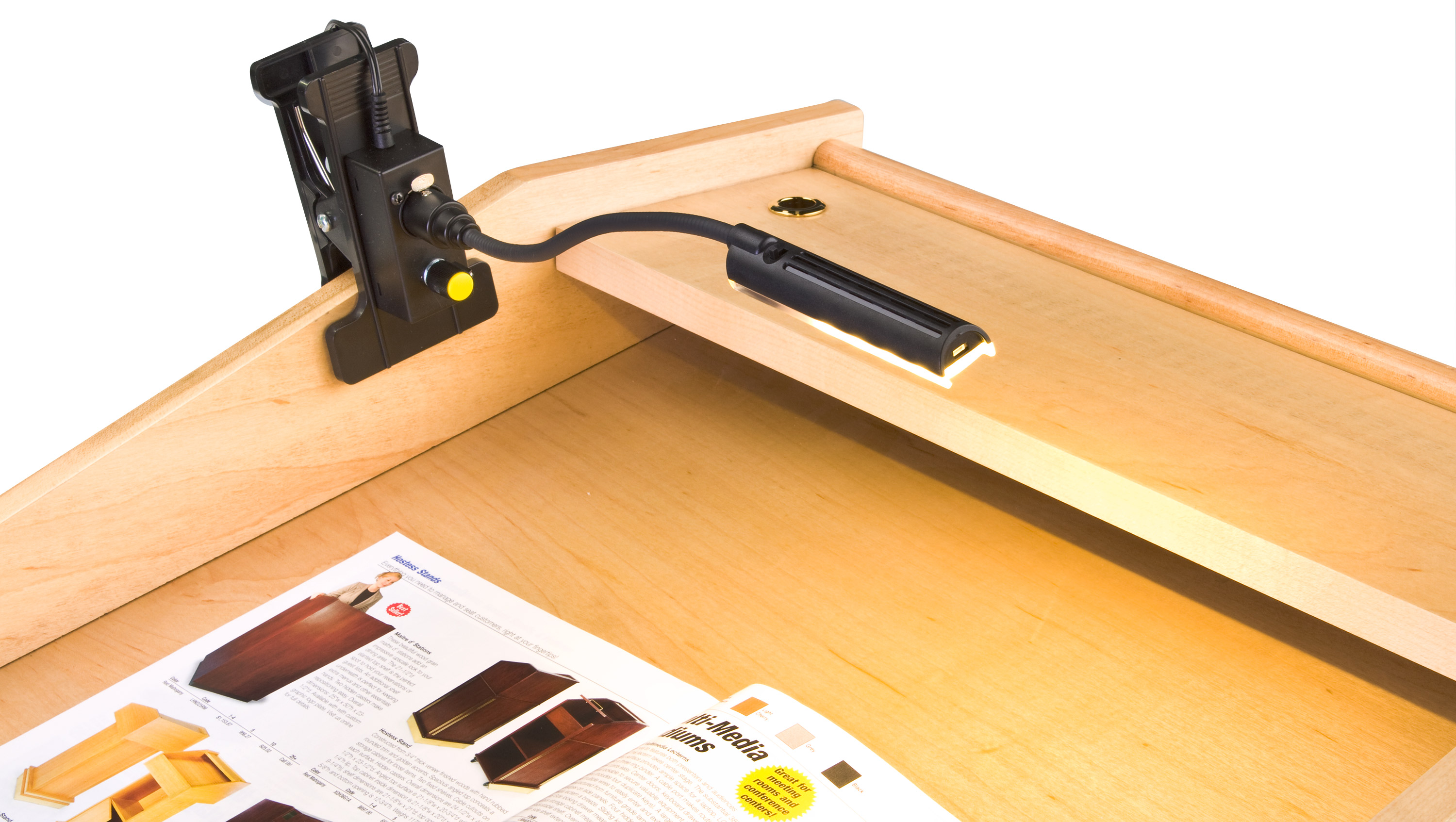 Clip-on Podium Light with 3-Level Dimmer Switch, LED Bulb, Flexible Gooseneck - Image 4