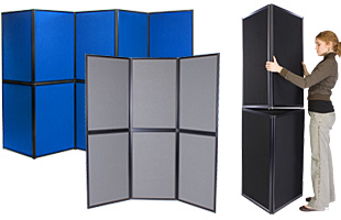 Double-sided multi-panel hook and loop display boards