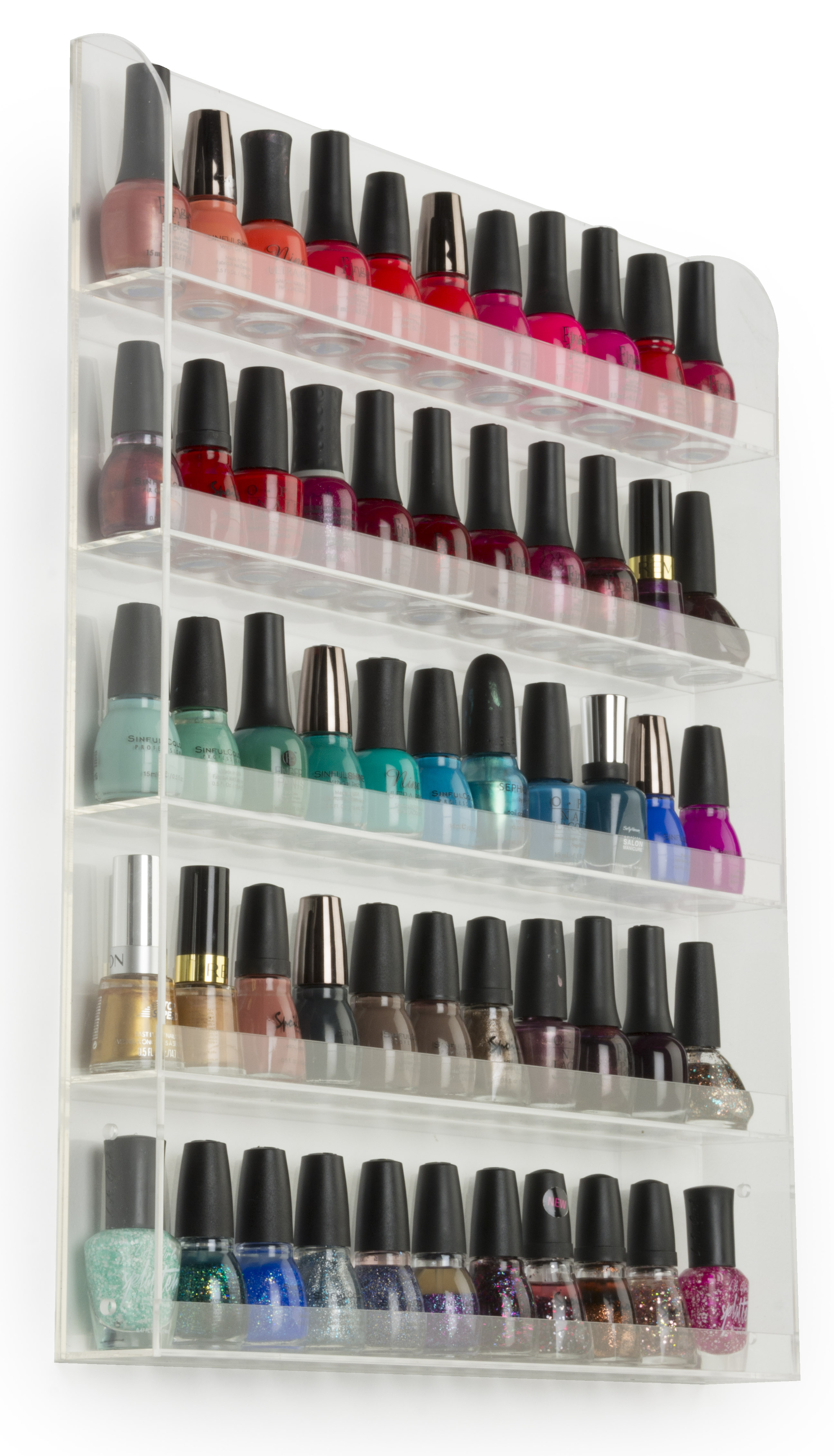 Nail Polish Rack | Acrylic Stand & Wall Mount Manicure Bottle Storage ...