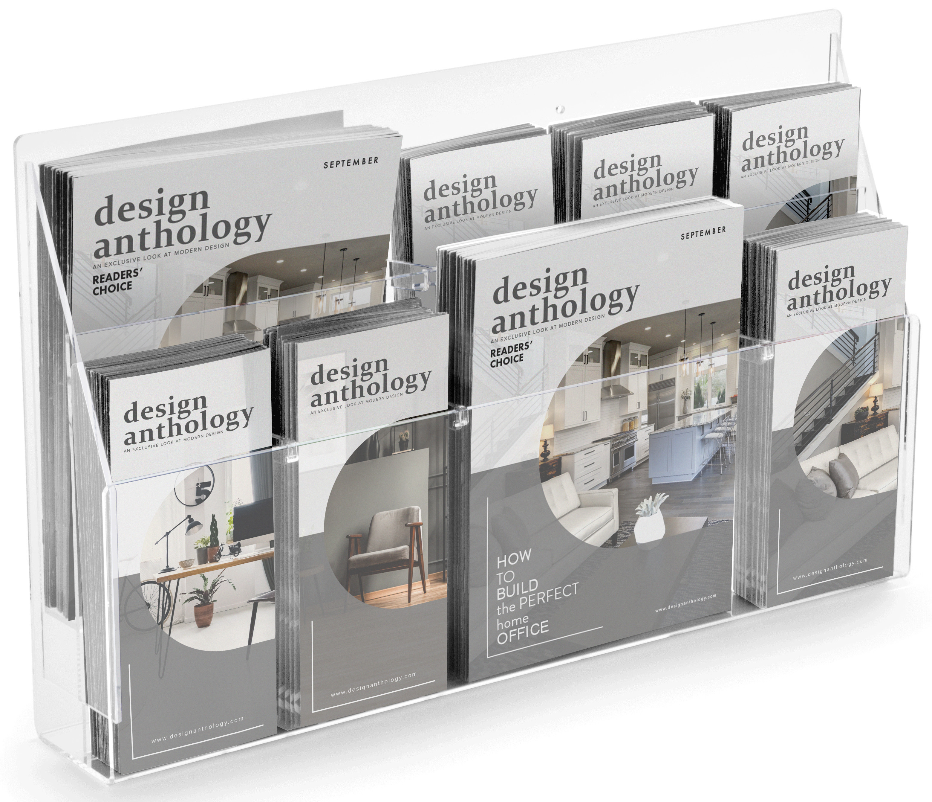 Wall 3 Pocket Brochure Holder For 4\"W Trifold Literature