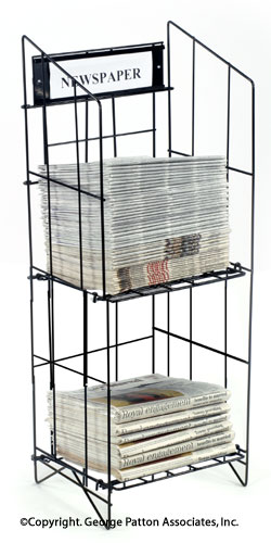 Two Shelf Newspaper Rack with Sign